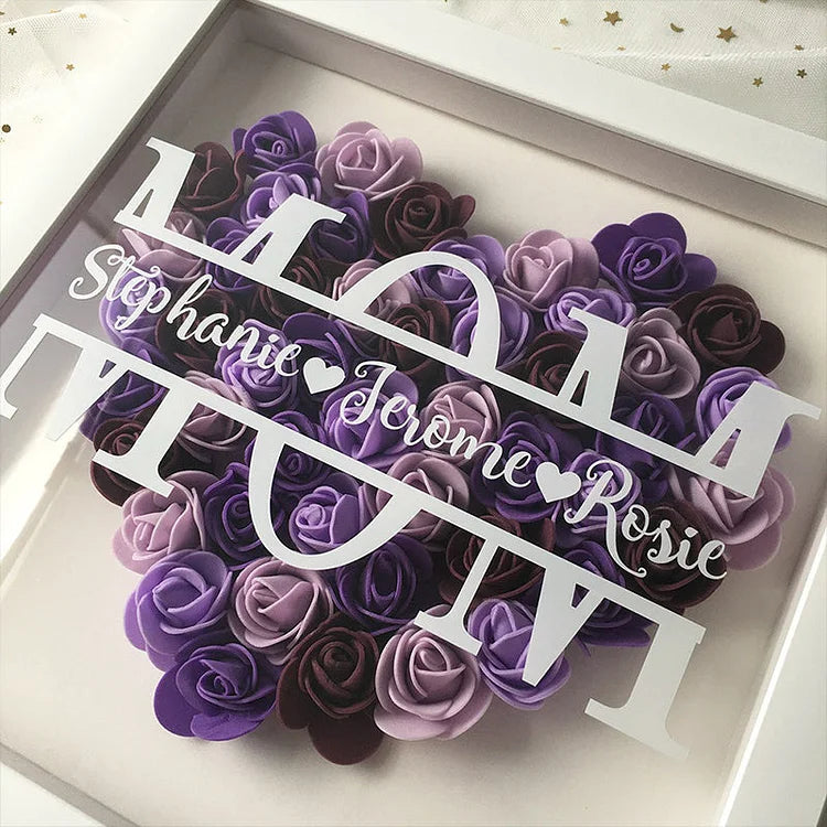 Personalized Mom Flower Shadow Box With Name