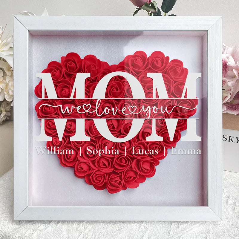 Personalized Mom Flower Shadow Box With Name