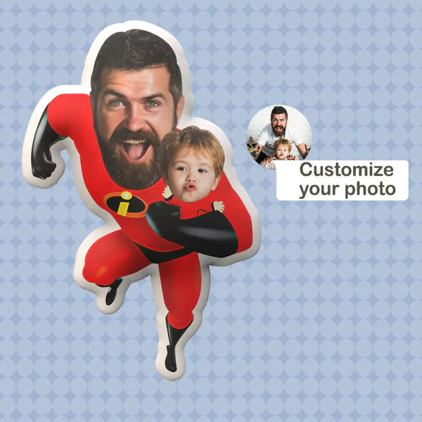 Father's Day Gifts Pillows Personazlized Pillows Minime  Face Pillows ，Super Hero Daddy and Me