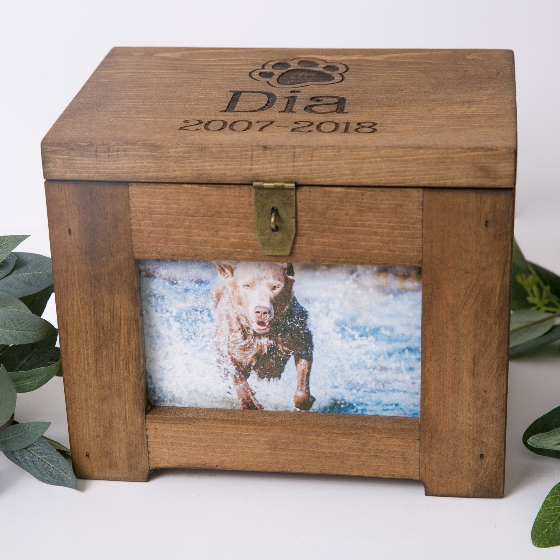 Personalized Pet Memory Box/Urn with Photo - Dog Memorial