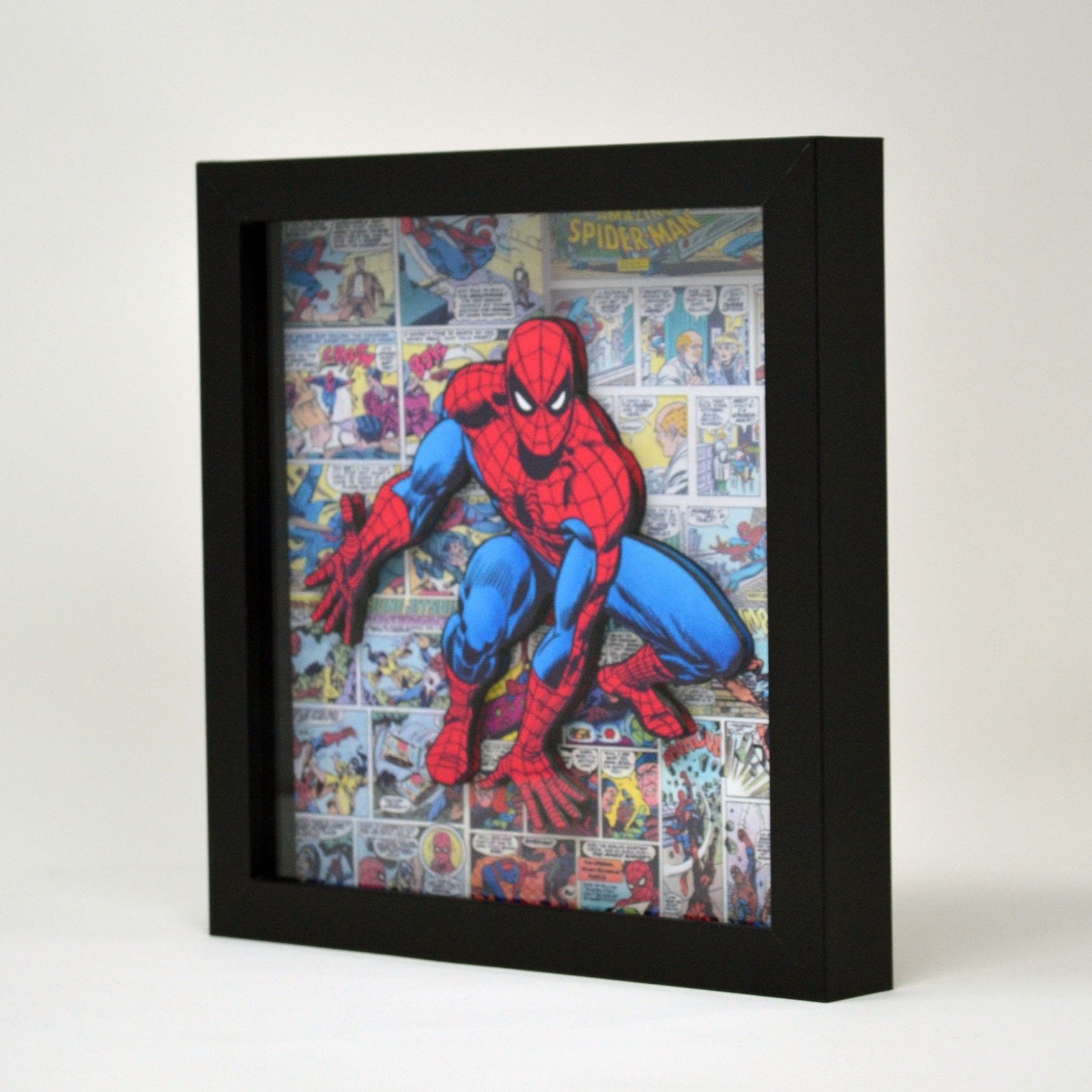 Spiderman Comic Book Shadow Box Wall Art, Handmade Spider Man Comic Book Gift