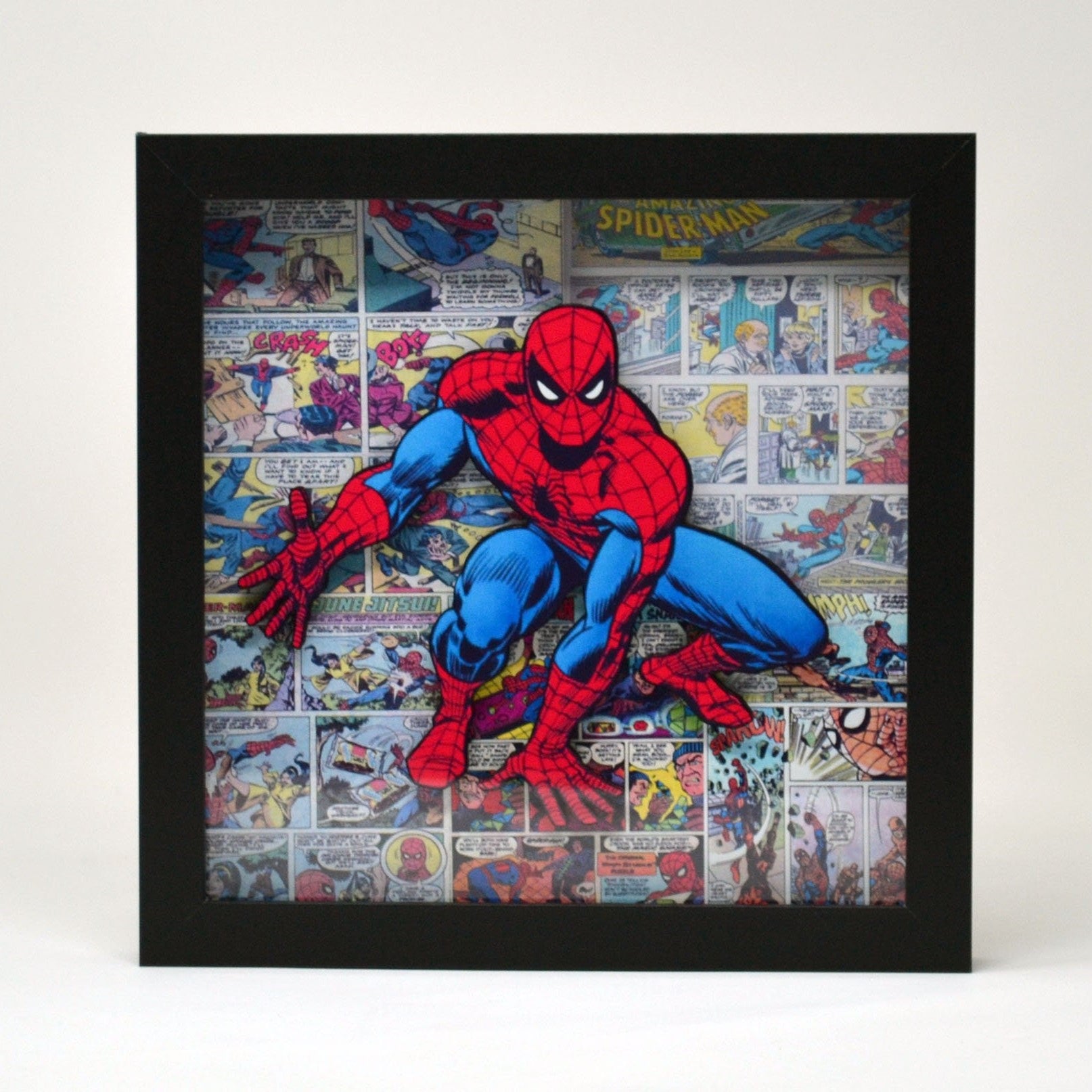 Spiderman Comic Book Shadow Box Wall Art, Handmade Spider Man Comic Book Gift