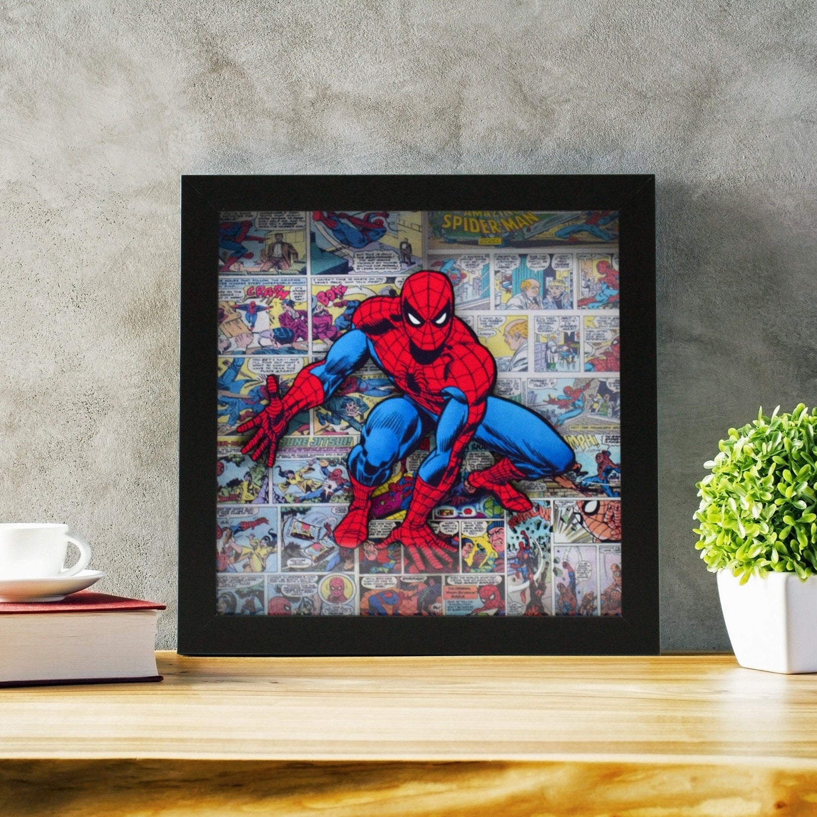 Spiderman Comic Book Shadow Box Wall Art, Handmade Spider Man Comic Book Gift