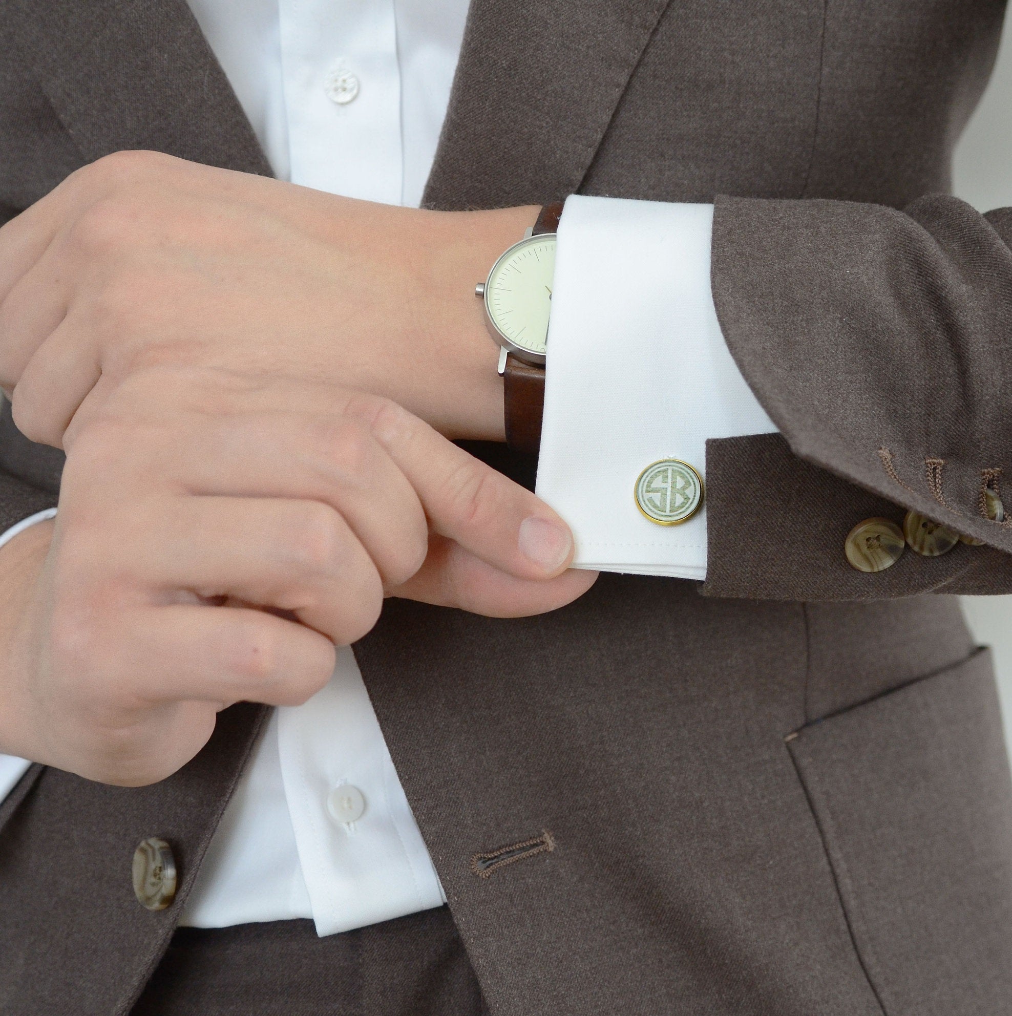 Custom memorial photo cufflinks, personalized wedding silver plated