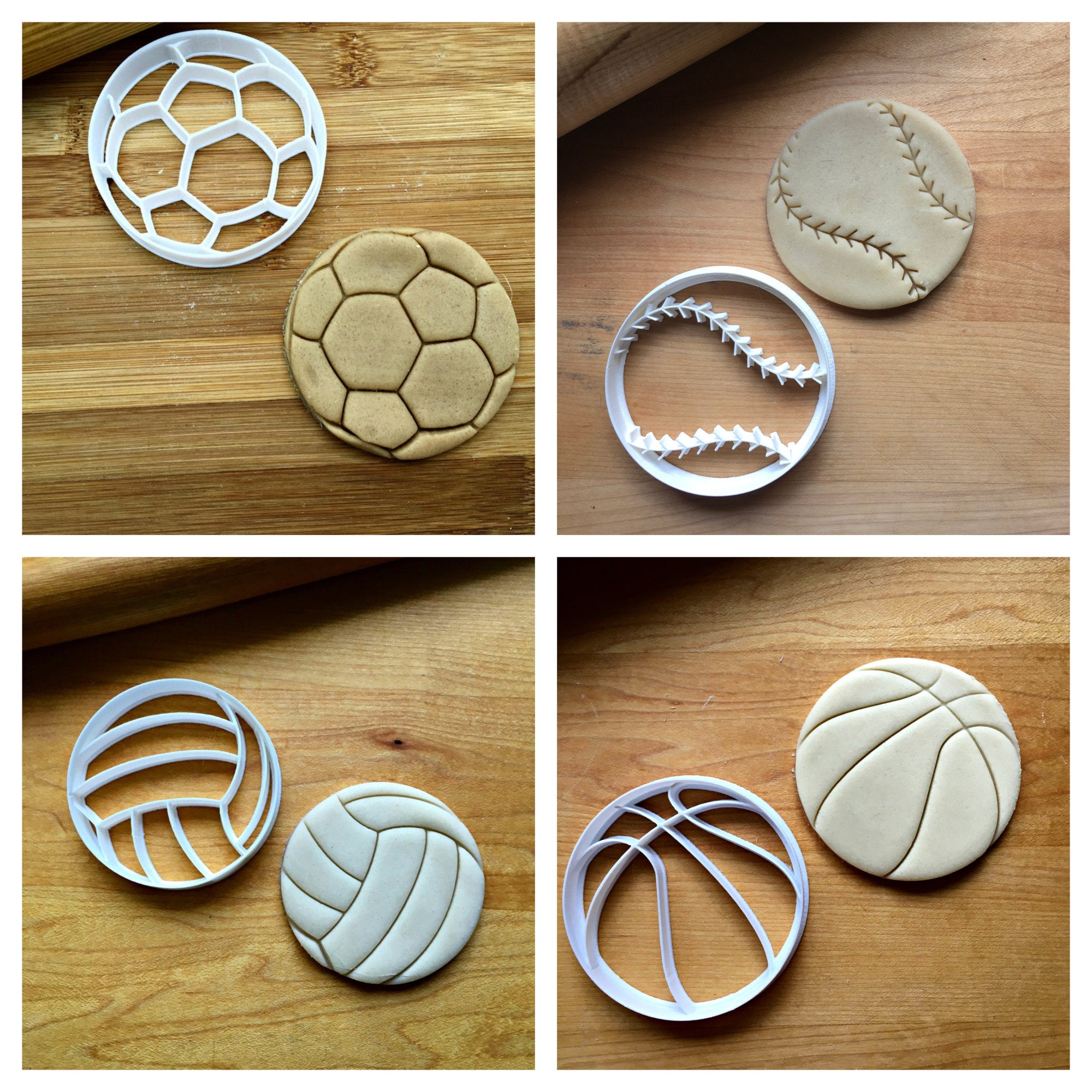 Set of 4 Sports Ball Cookie Cutters/Multi-Size