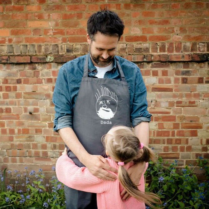 Personalised Daddy BBQ Apron, Childrens Drawing Gift, Daddy Dad Papa Fathers Day Gift