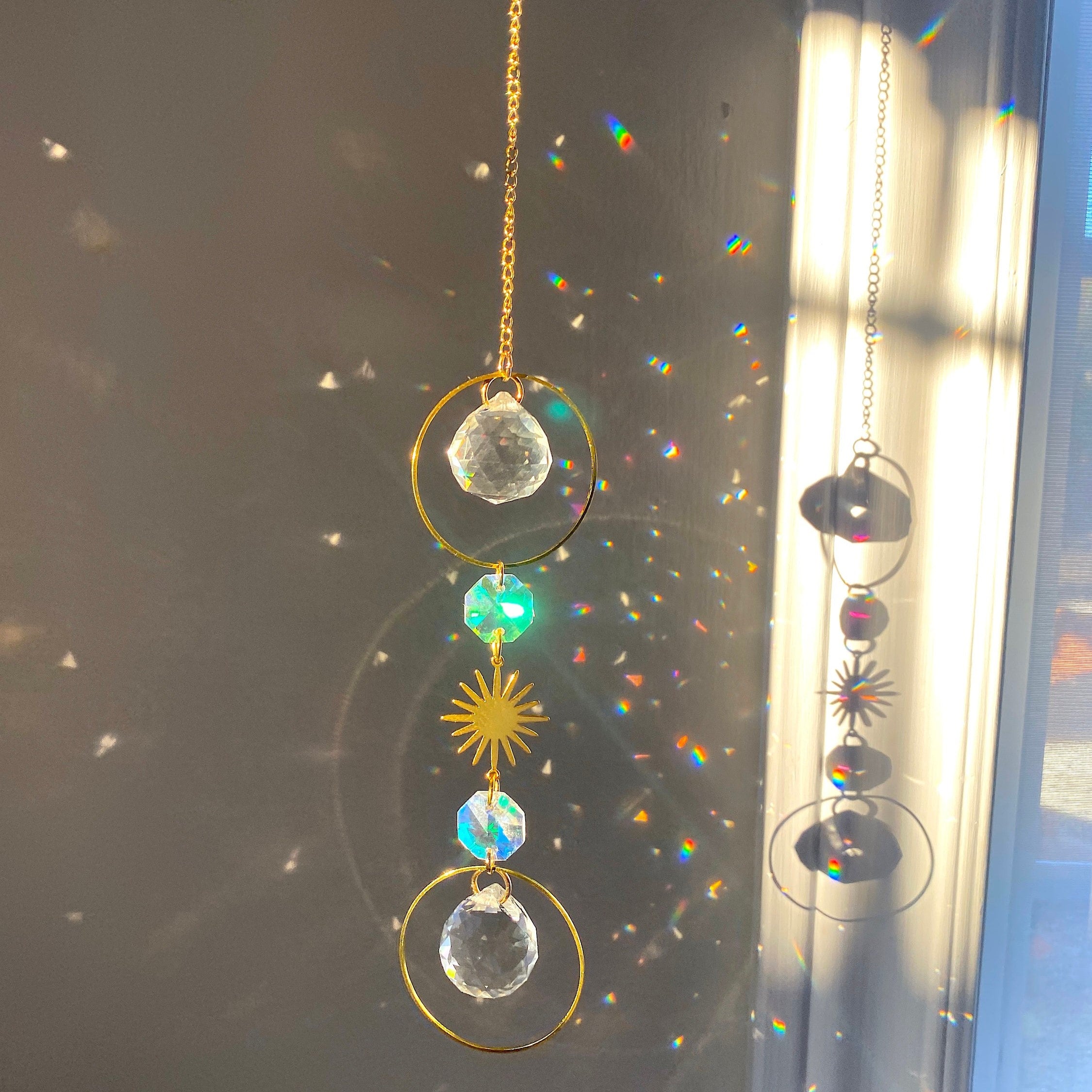 Star Sun Catcher Hanging Gold Crystal Prism