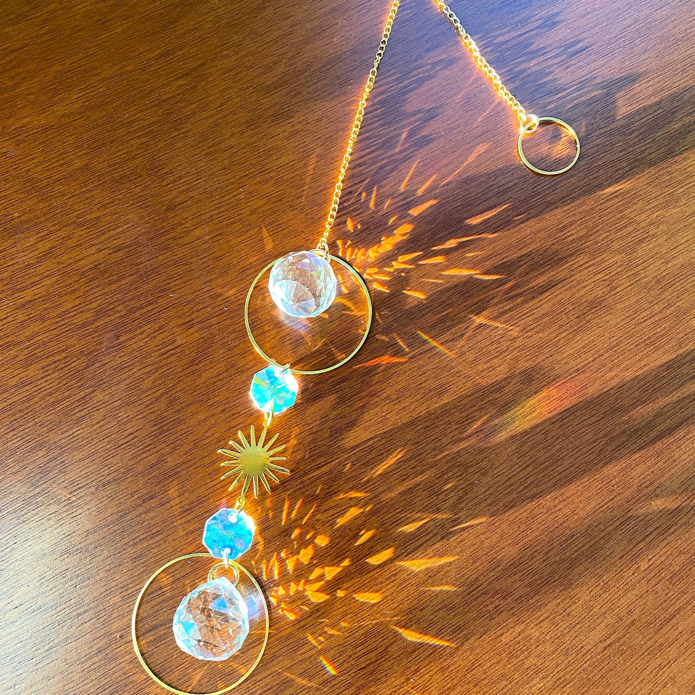 Star Sun Catcher Hanging Gold Crystal Prism