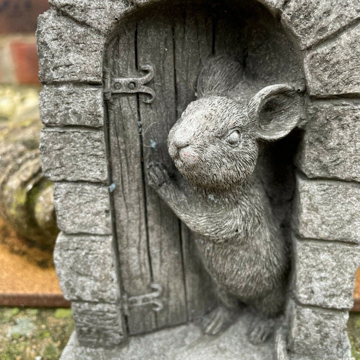 Mouse Door Stone Statue, Garden Outdoor Home Tree Animal Decoration Ornament