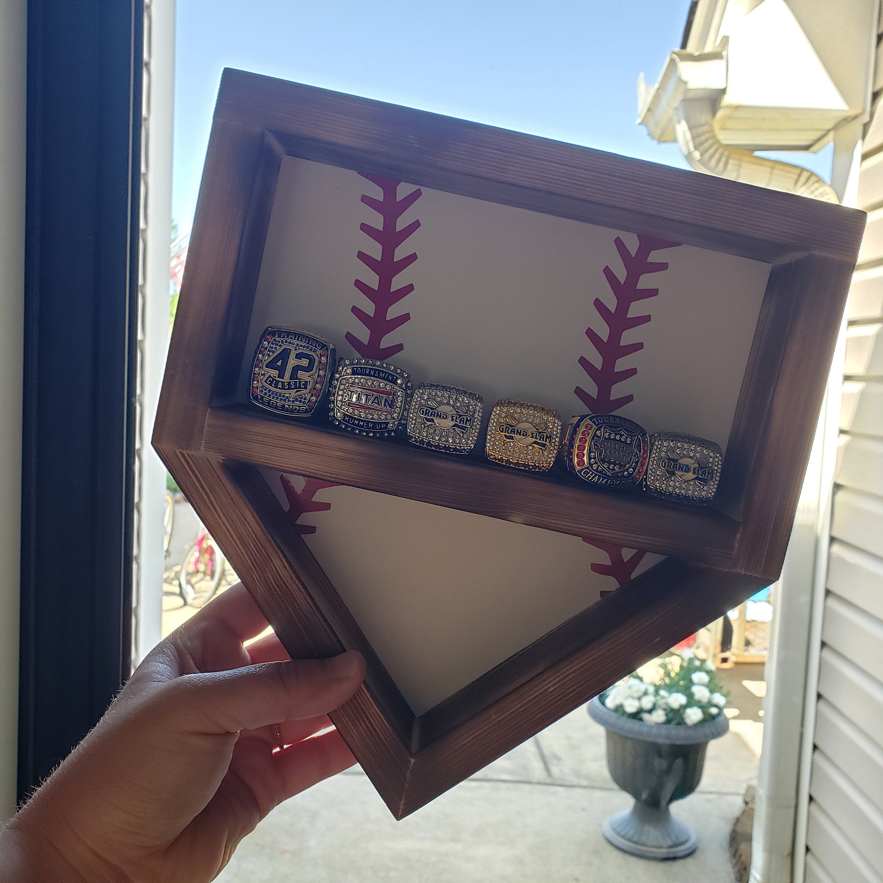 FREE SHIPPING- SMALL Baseball-Softball Homeplate Ring Holder, Championship Ring-Ball Tournament Ring