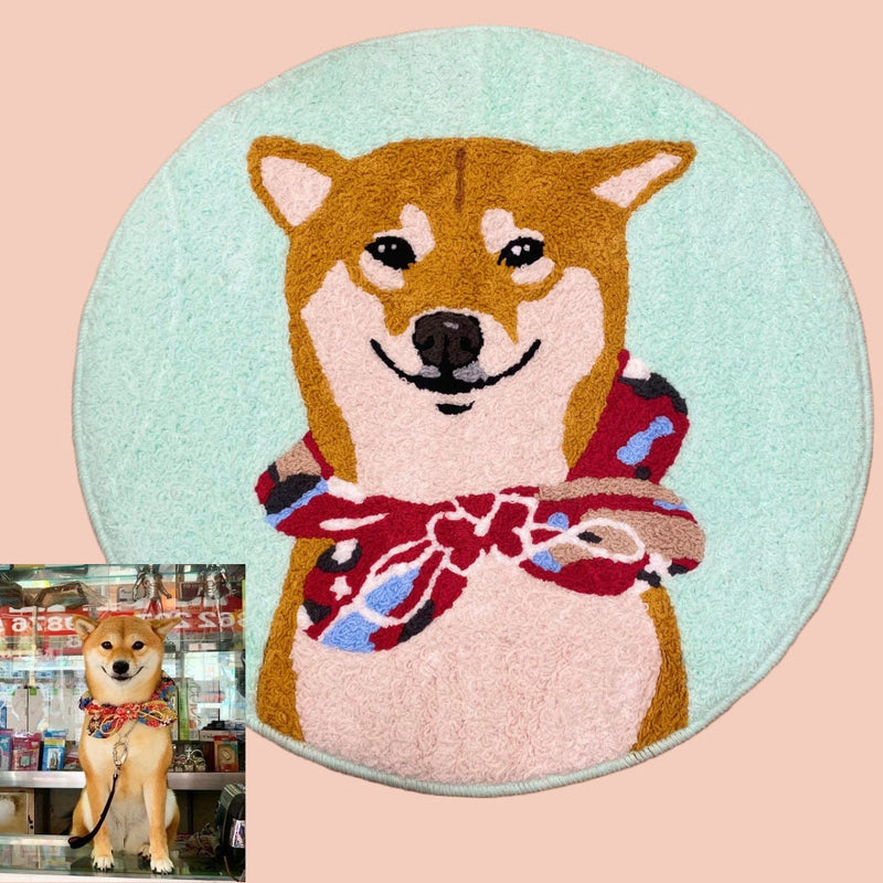 Custom Pet Portrait Rug, Personalized Cartoon Pet Rug, Animals, Dog, Cat, Handmade Custom Tufted Rug