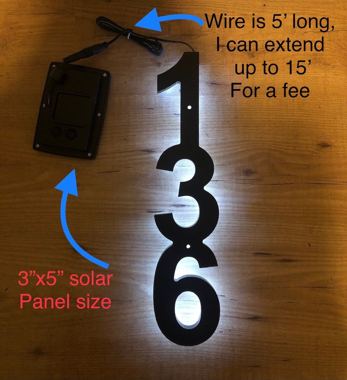 Solar Powered LED BackLit House Number