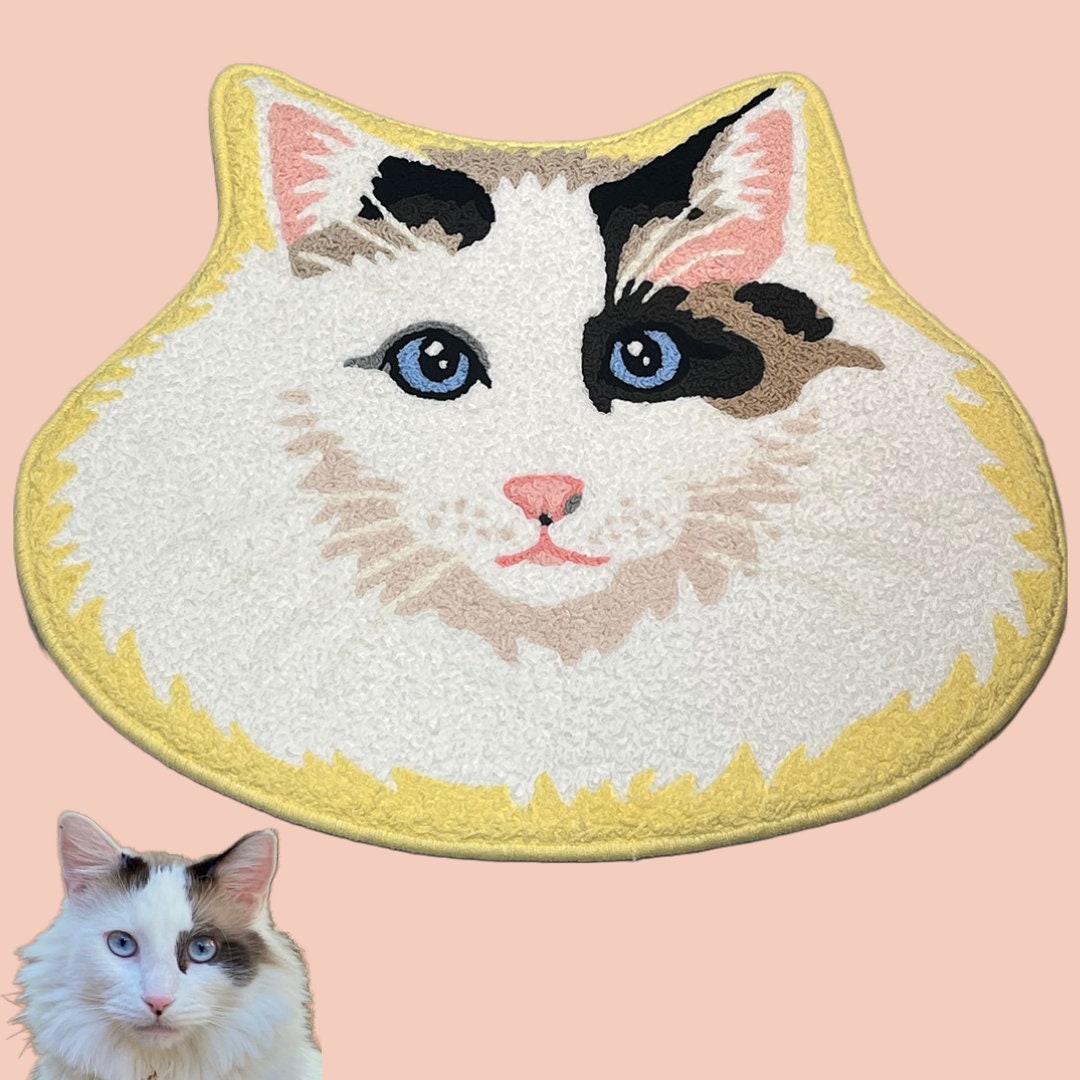 Custom Pet Portrait Rug, Personalized Cartoon Pet Rug, Animals, Dog, Cat, Handmade Custom Tufted Rug