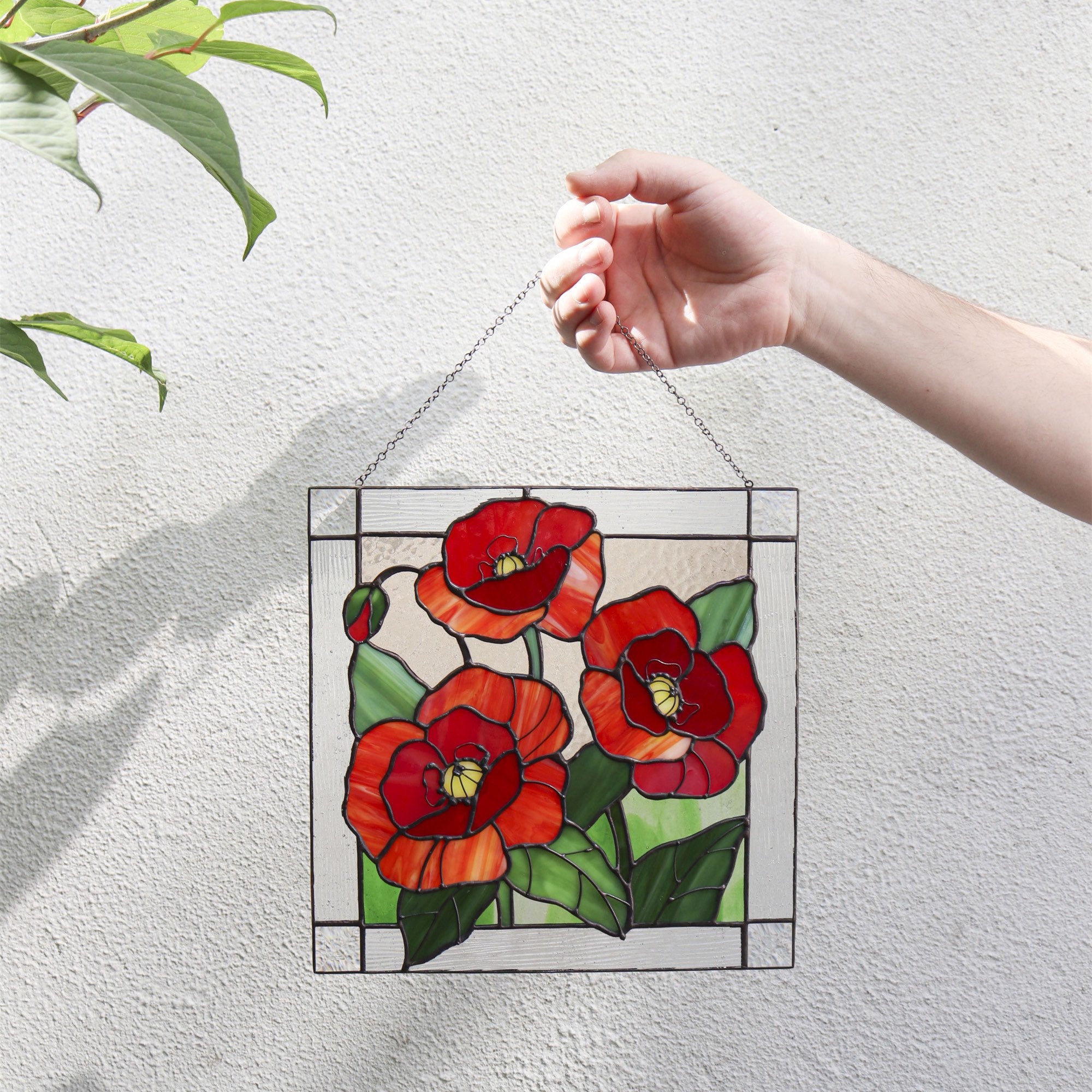 Poppies Flower Red Suncatcher. Garden Window Wall Hangings Gift 