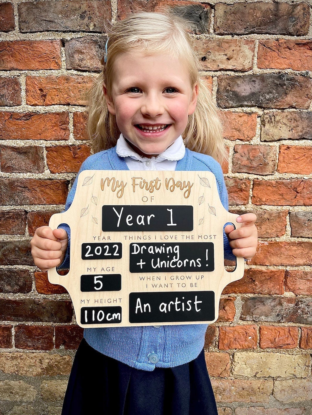 First Day of School Sign - Reusable Memory Photo Board with handles | Back To School | Starting School Nursery Preschool