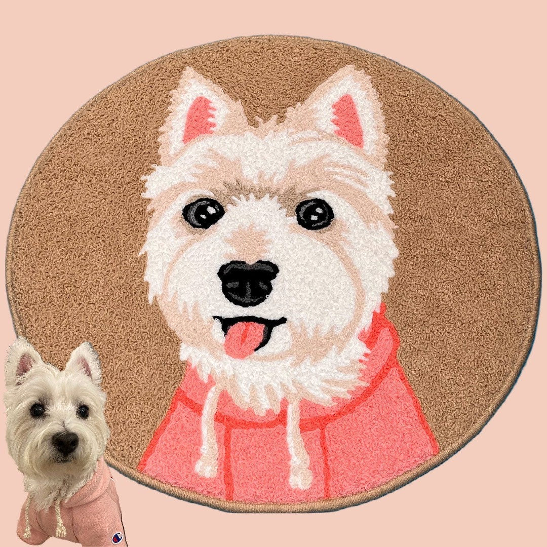 Custom Pet Portrait Rug, Personalized Cartoon Pet Rug, Animals, Dog, Cat, Handmade Custom Tufted Rug