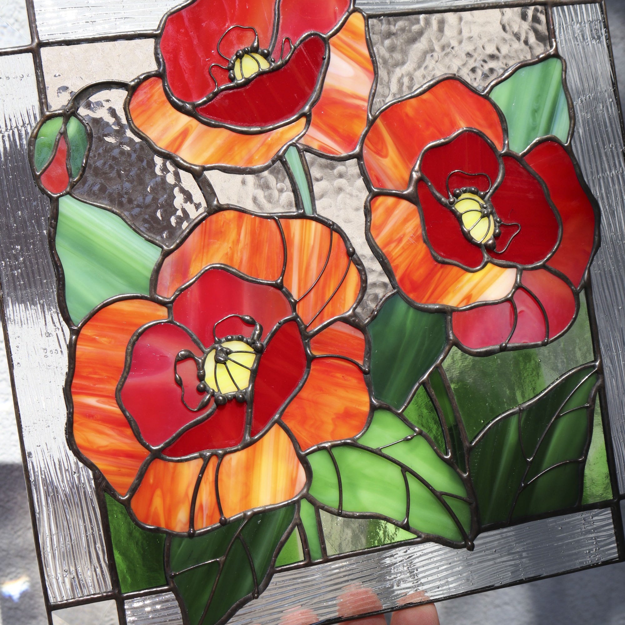 Poppies Flower Red Suncatcher. Garden Window Wall Hangings Gift