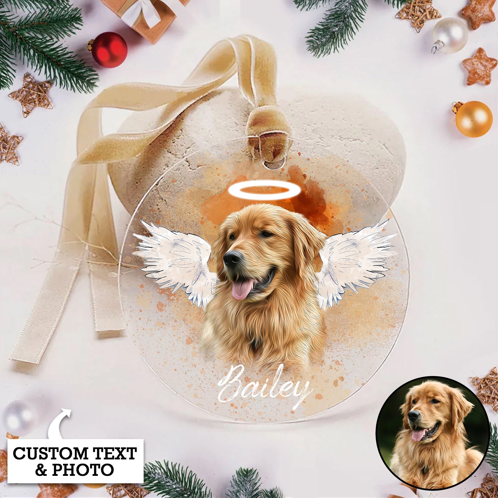 Personalized Pet Memorial Photo Ornament, Pet Loss Gifts