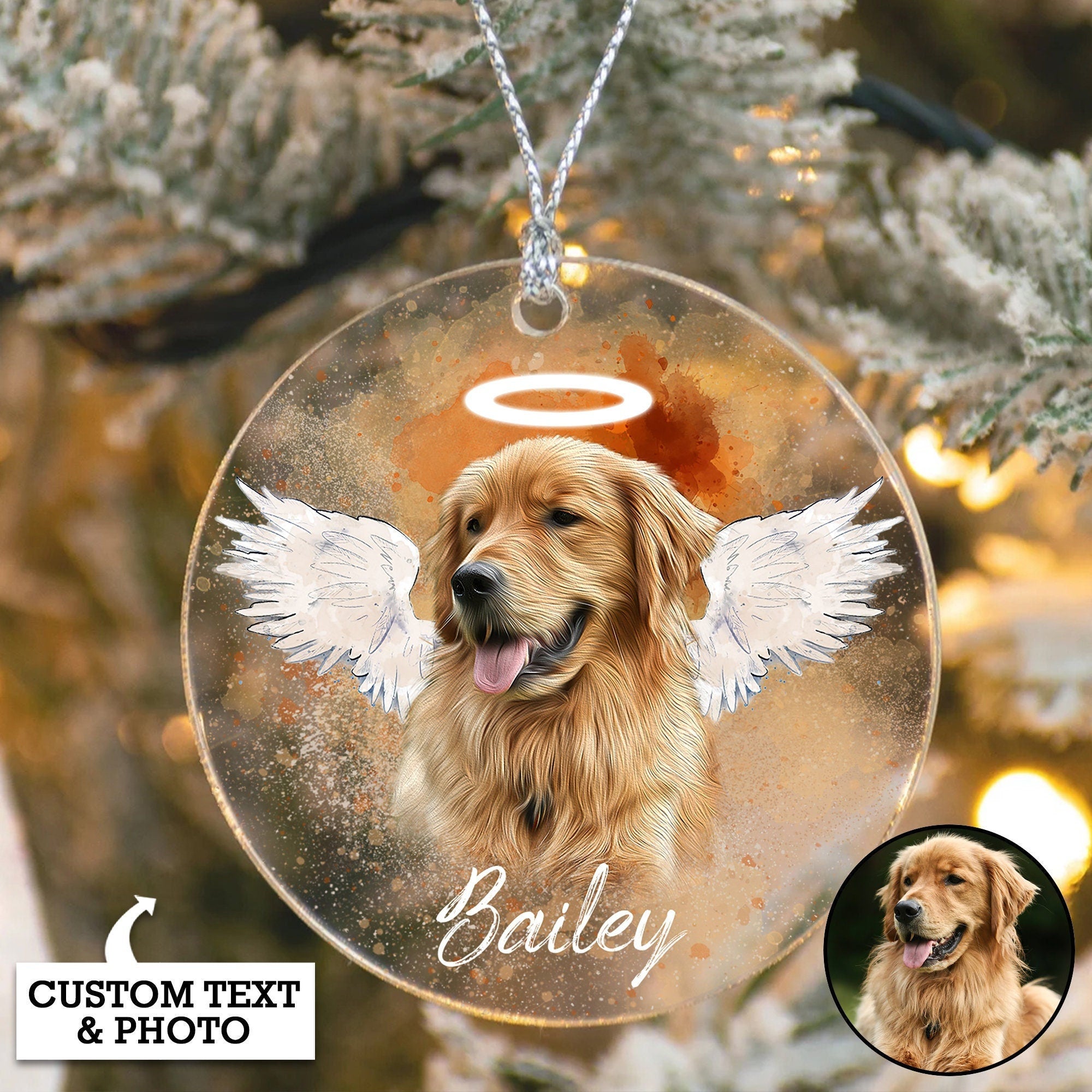 Personalized Pet Memorial Photo Ornament, Pet Loss Gifts