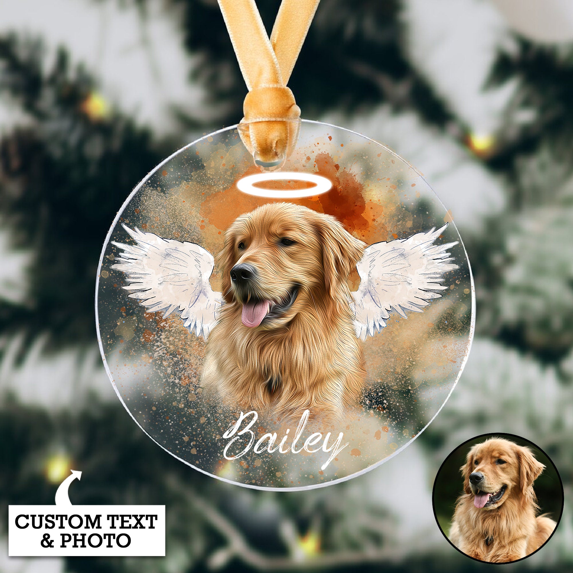 Personalized Pet Memorial Photo Ornament, Pet Loss Gifts