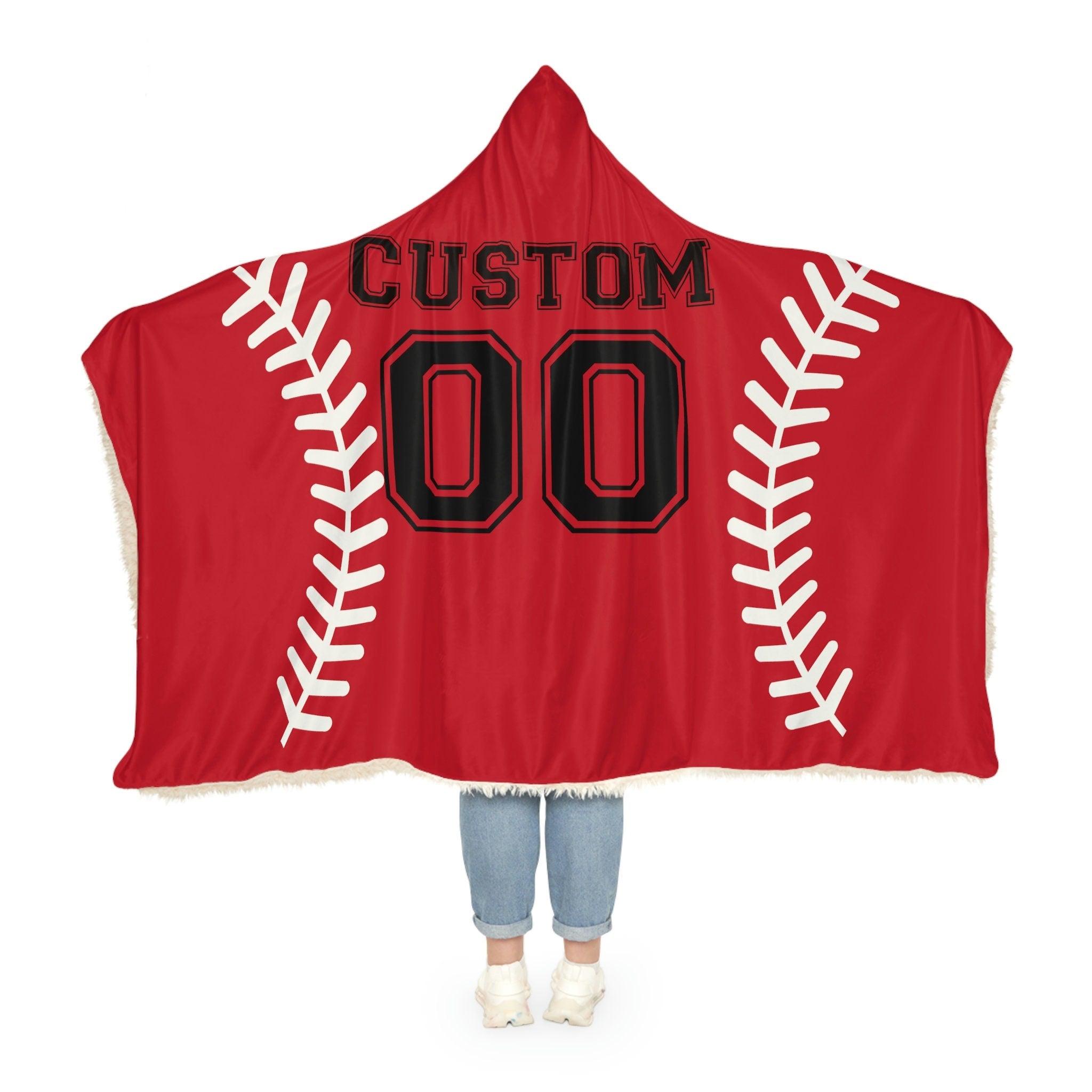 Custom Baseball Hooded Blanket, School Sports team Blanket