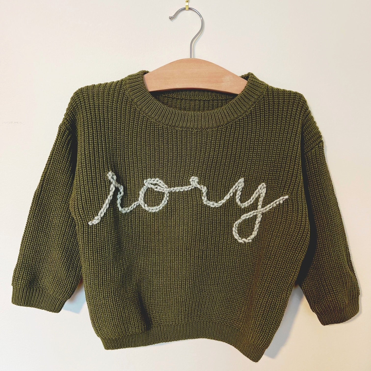 Custom Hand Embroidered Baby/Toddler/Youth Name Sweater