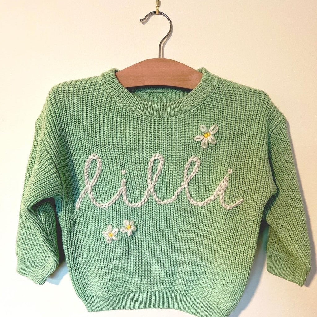 Custom Hand Embroidered Baby/Toddler/Youth Name Sweater