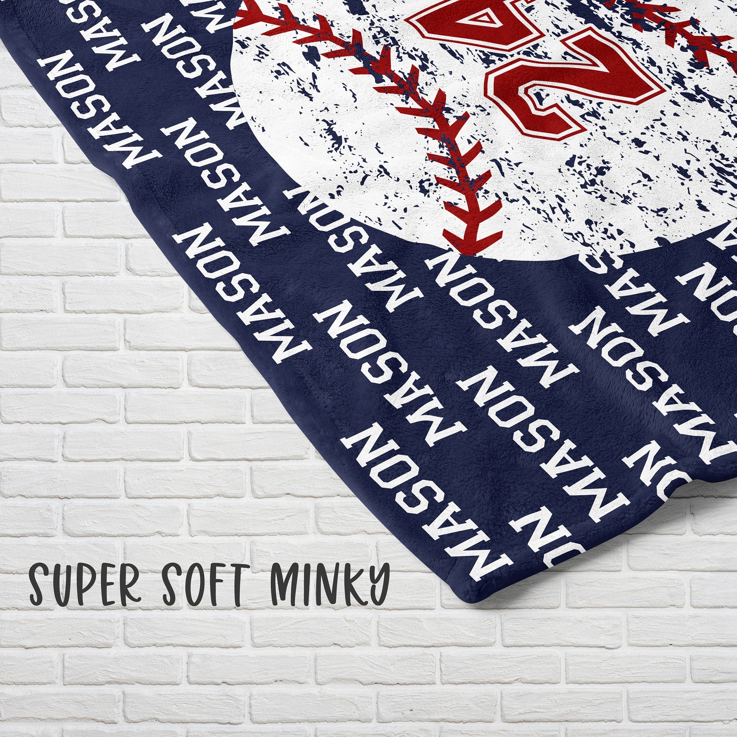 Personalized Baseball Blanket, Gift Idea for Baseball Player, Minky Kids Baseball Blanket