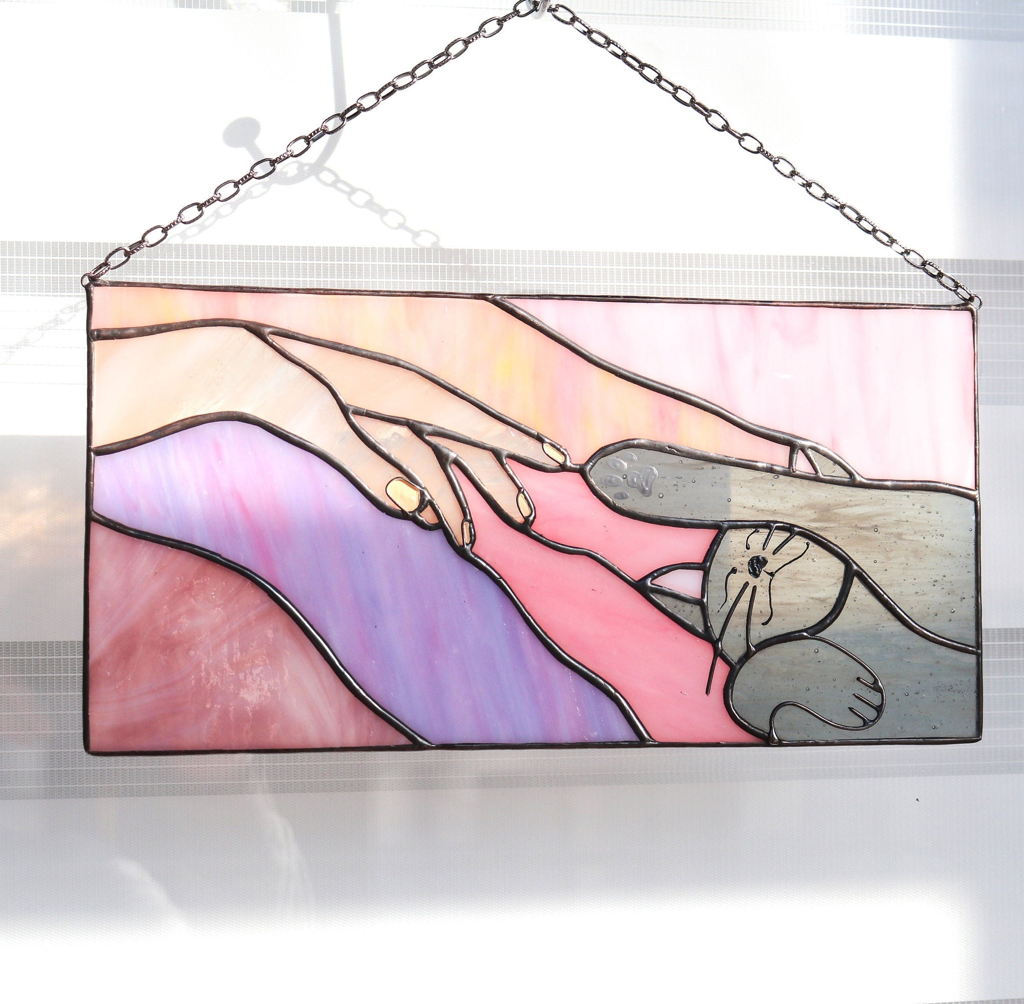 Pet  Suncatcher,Stained glass window panel ome decor