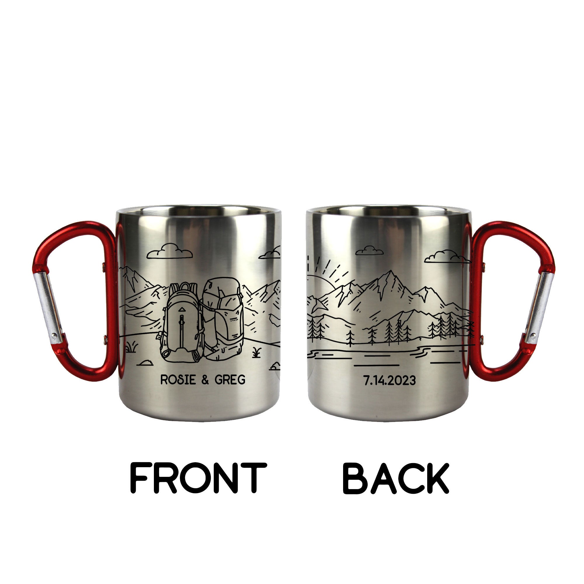 Backpack Personalized Carabiner Mug, Trail Hiking Camp Cup,Backpacker Gift