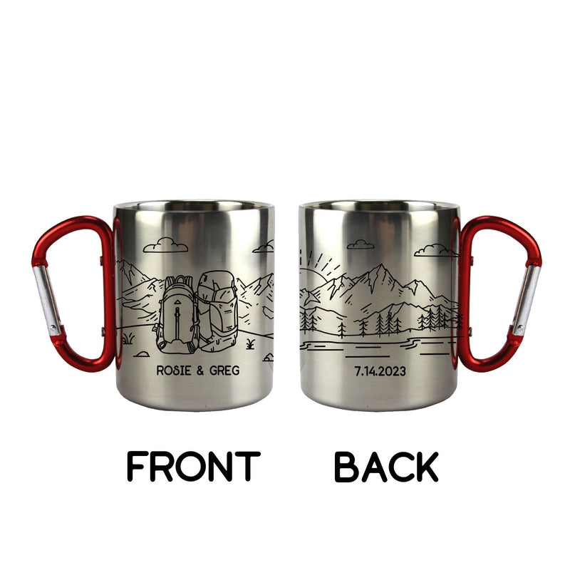 Backpack Personalized Carabiner Mug, Trail Hiking Camp Cup,Backpacker Gift