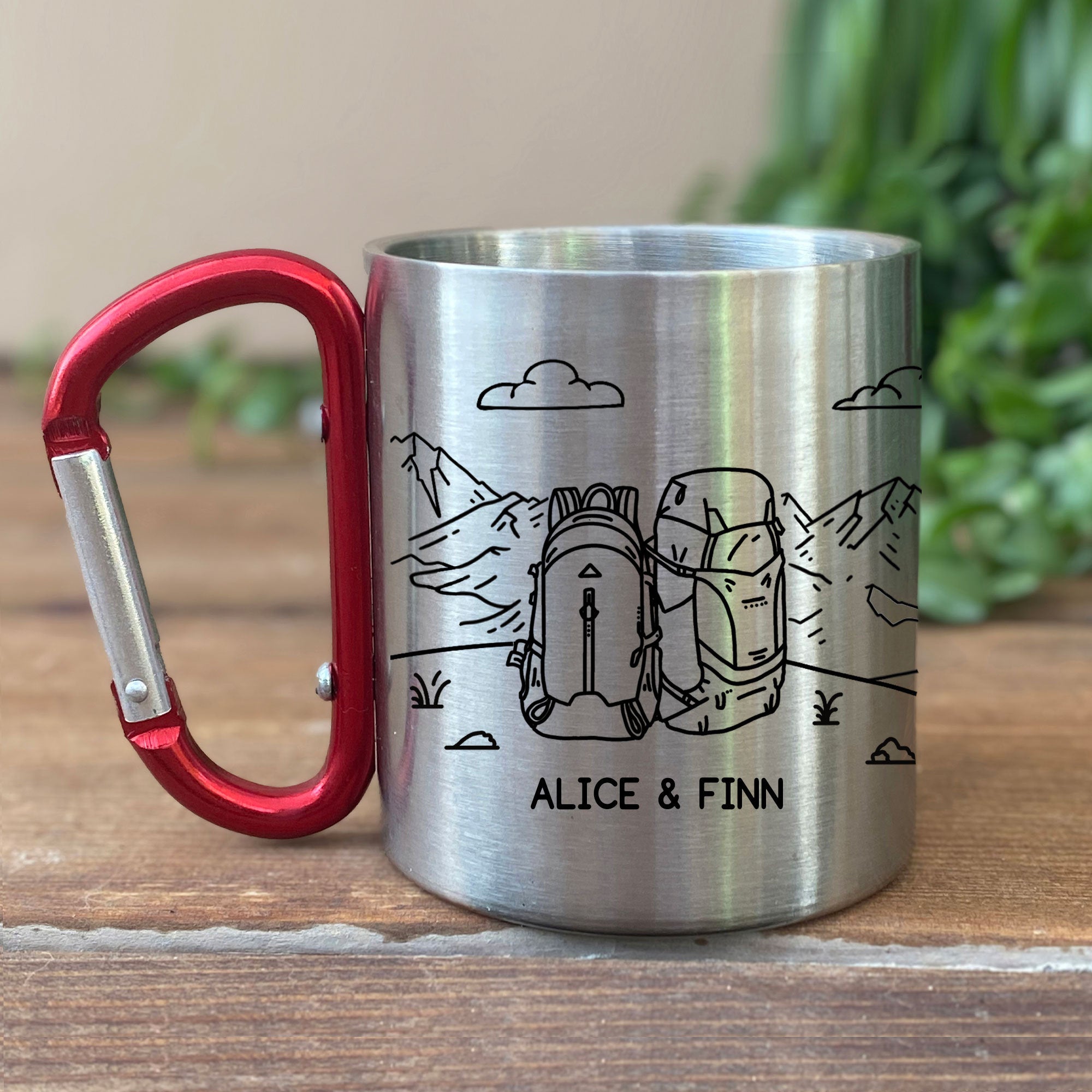 Backpack Personalized Carabiner Mug, Trail Hiking Camp Cup,Backpacker Gift