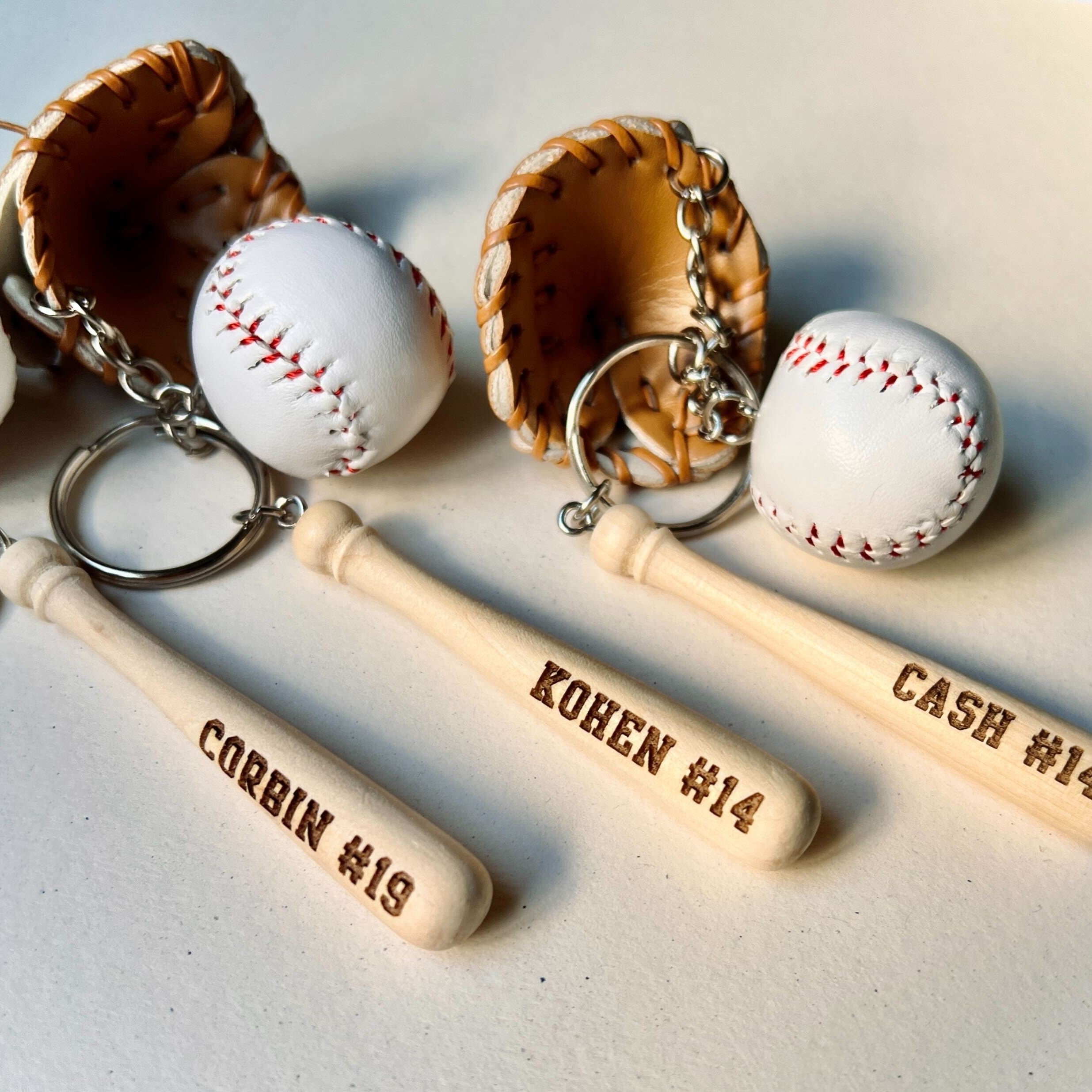 Personalized Baseball Keychain, Engraved Wooden Bat, Softball Keychain, Coach Gift