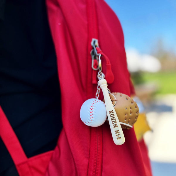 Personalized Baseball Keychain, Engraved Wooden Bat, Softball Keychain, Coach Gift