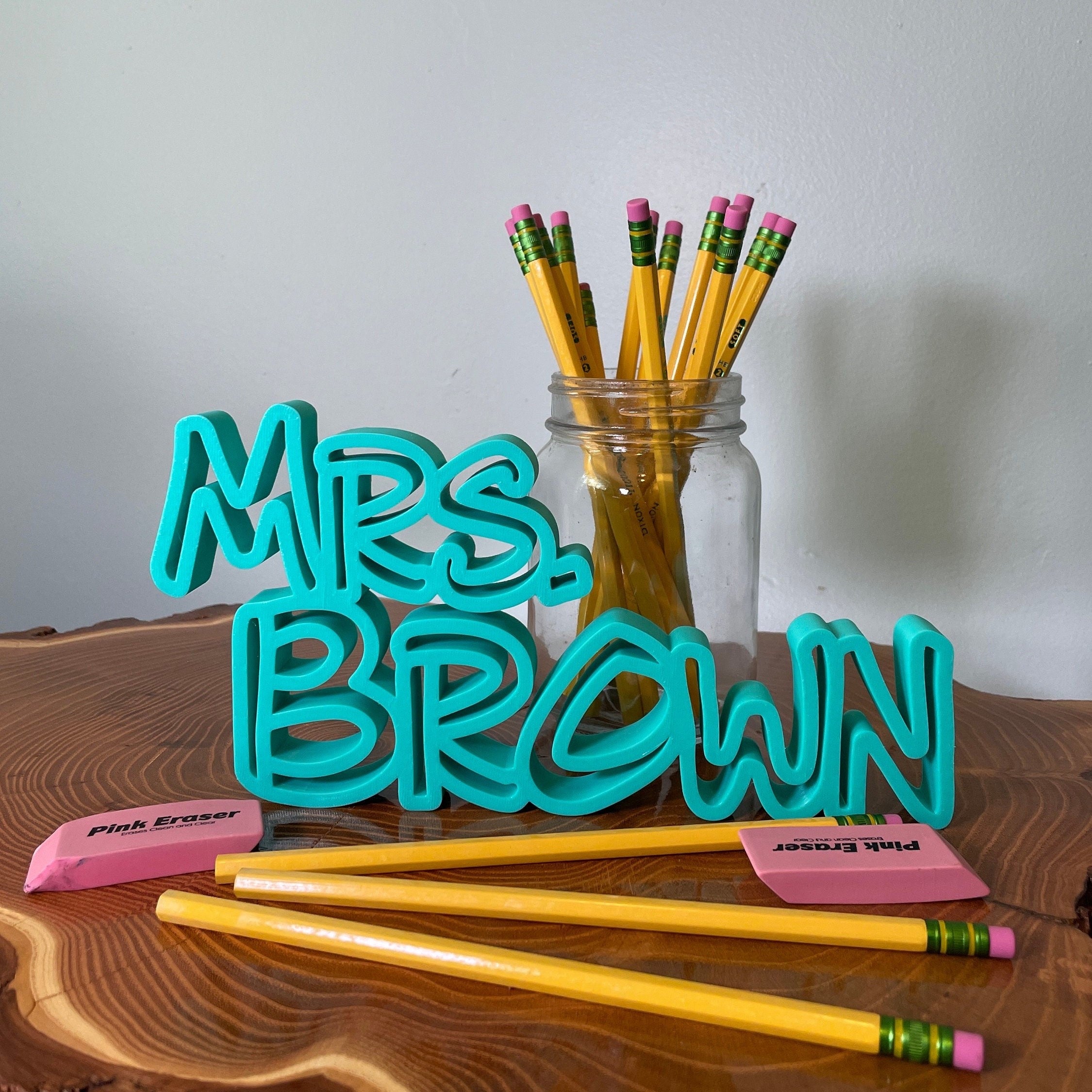 Custom Teacher Gift, Teacher Name Sign English Teacher Gift