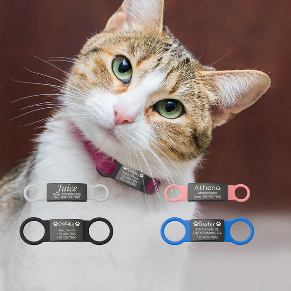 Custom Cat Tag , Cat Collar Silicone Tag , Silent Cat ID Tag, Silicone Small Cat Tag