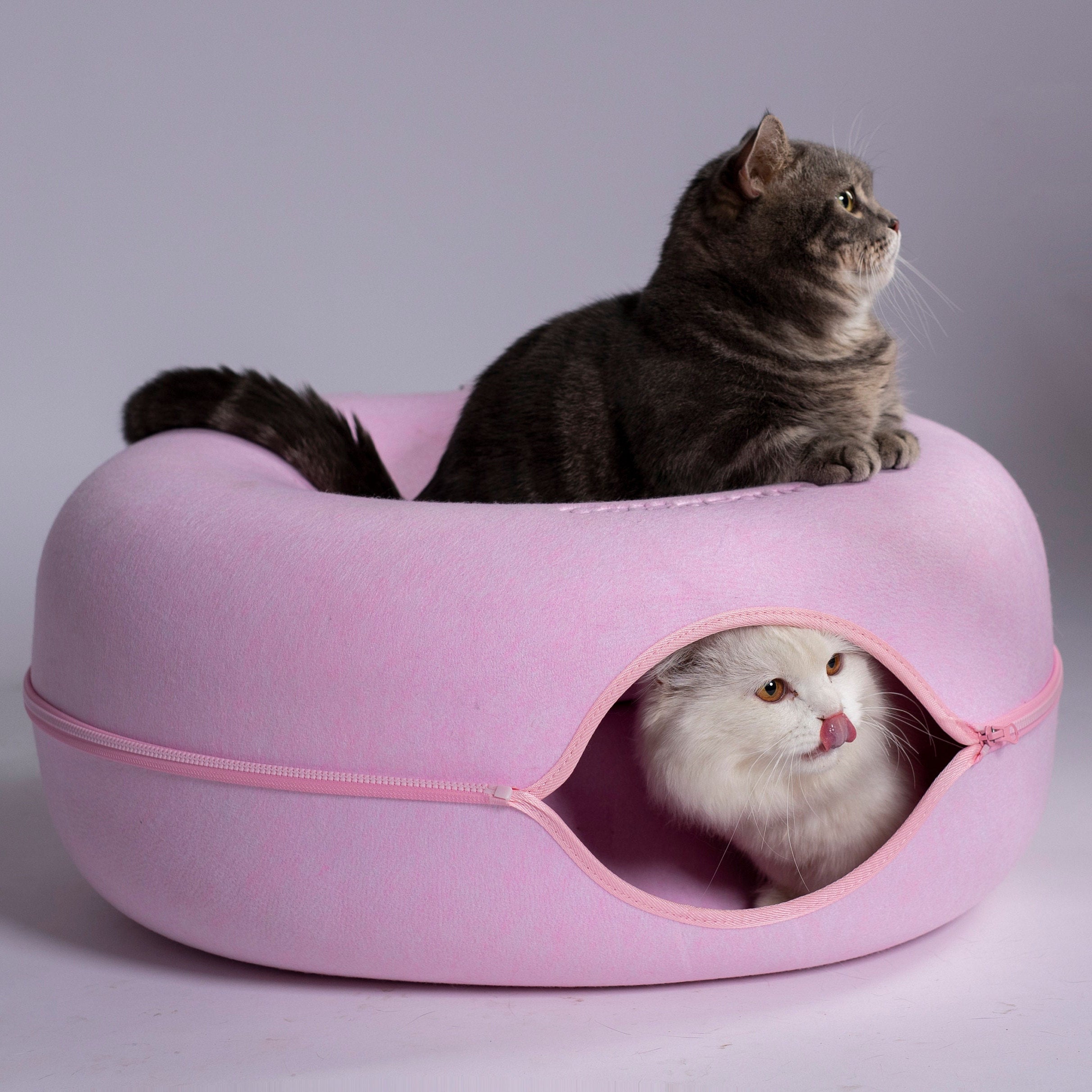 CATTASAURUS Peekaboo Cat Cave for Large Cats & Multiple Cats,Large Donut Cat Bed for Cats up to 30lbs