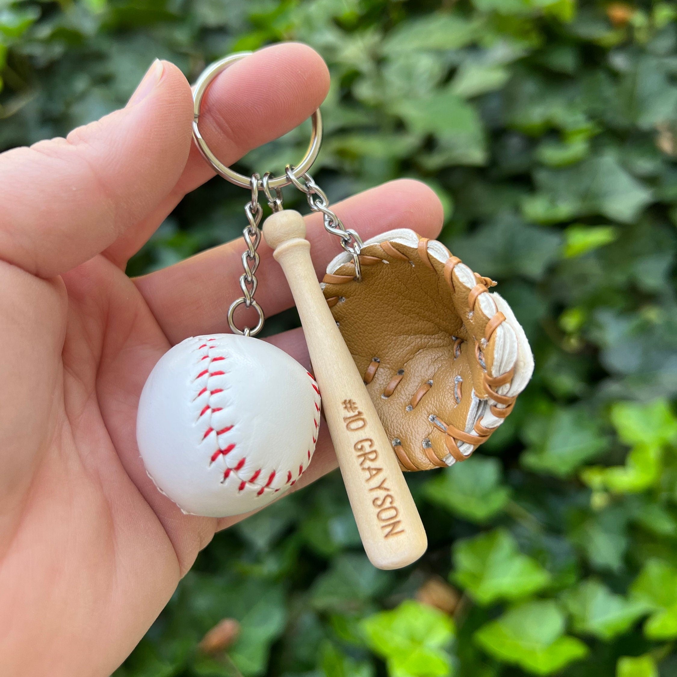 Personalized Baseball Keychain, Engraved Wooden Bat, Softball Keychain, Coach Gift