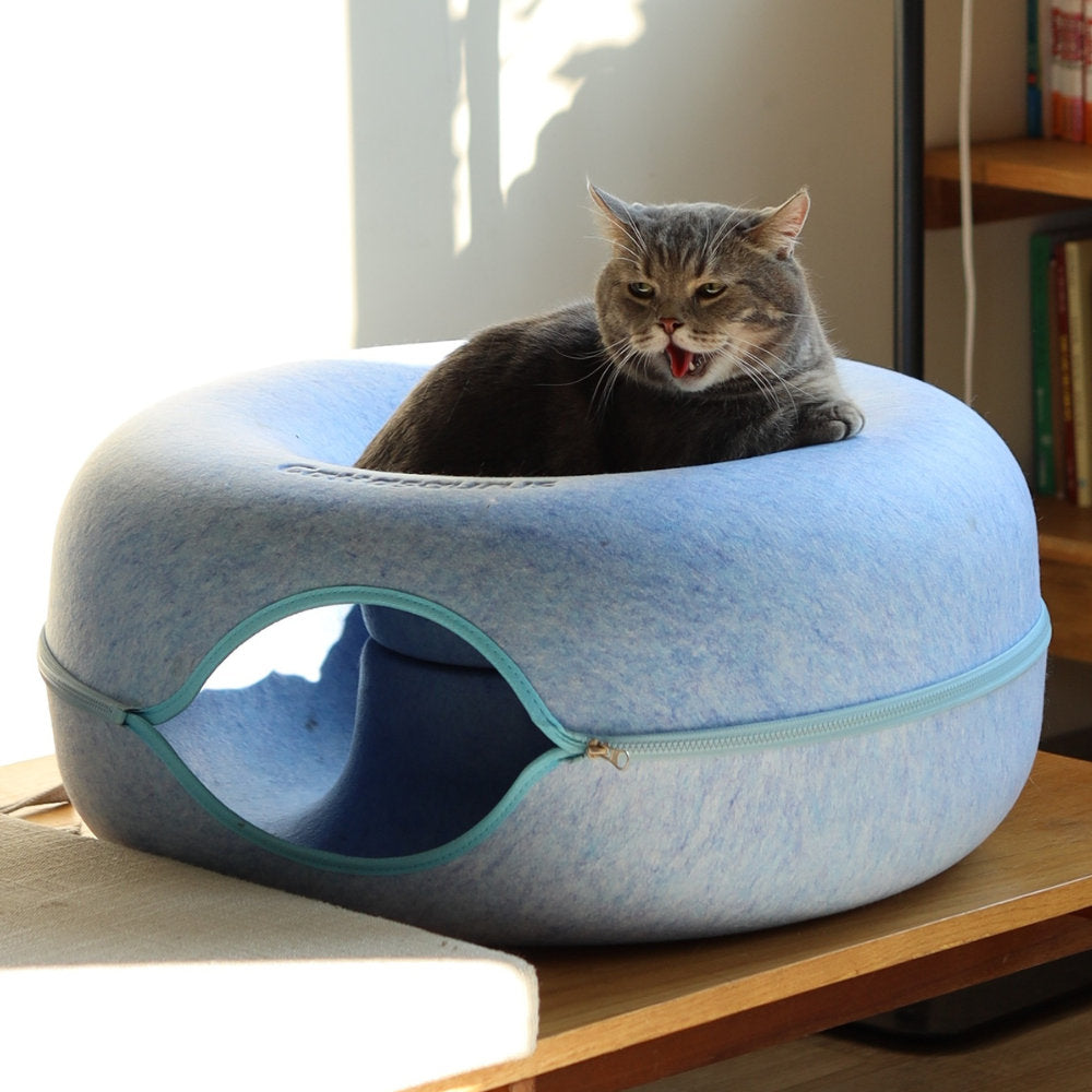 CATTASAURUS Peekaboo Cat Cave for Large Cats & Multiple Cats,Large Donut Cat Bed for Cats up to 30lbs