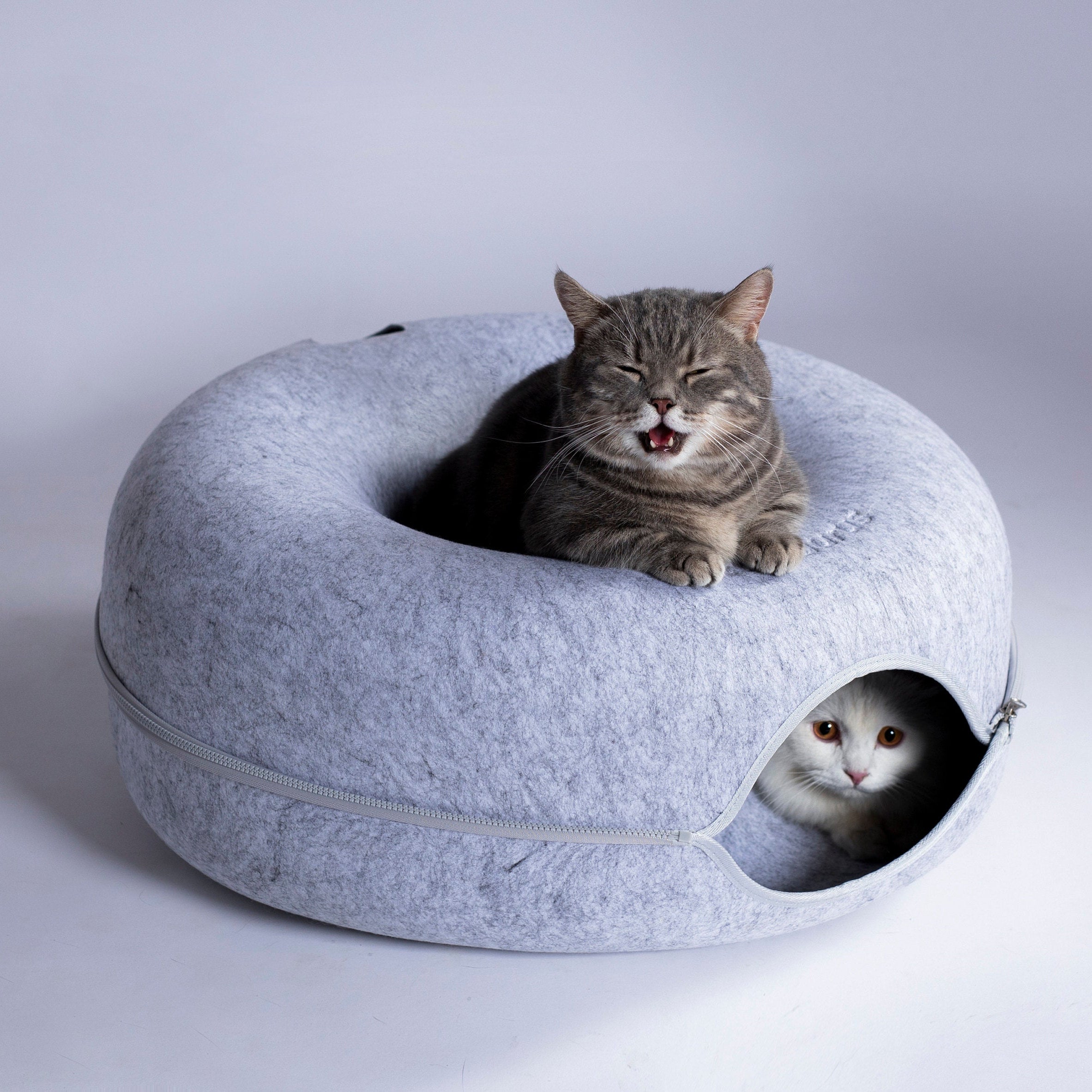 CATTASAURUS Peekaboo Cat Cave for Large Cats & Multiple Cats,Large Donut Cat Bed for Cats up to 30lbs