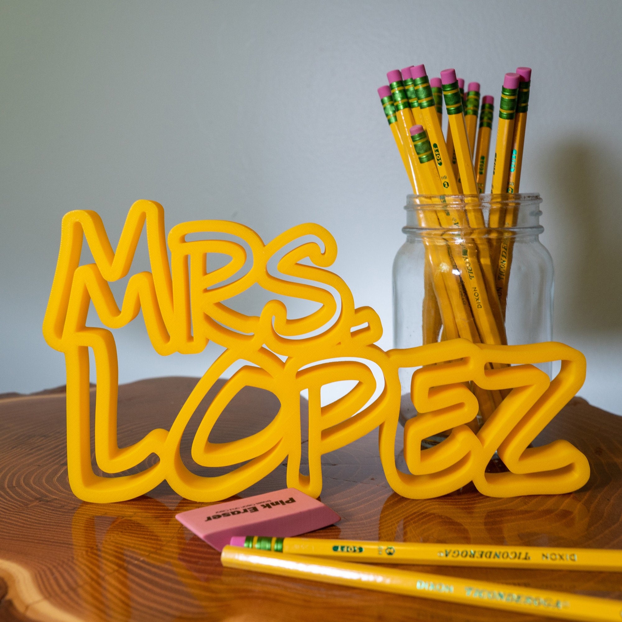 Custom Teacher Gift, Teacher Name Sign English Teacher Gift