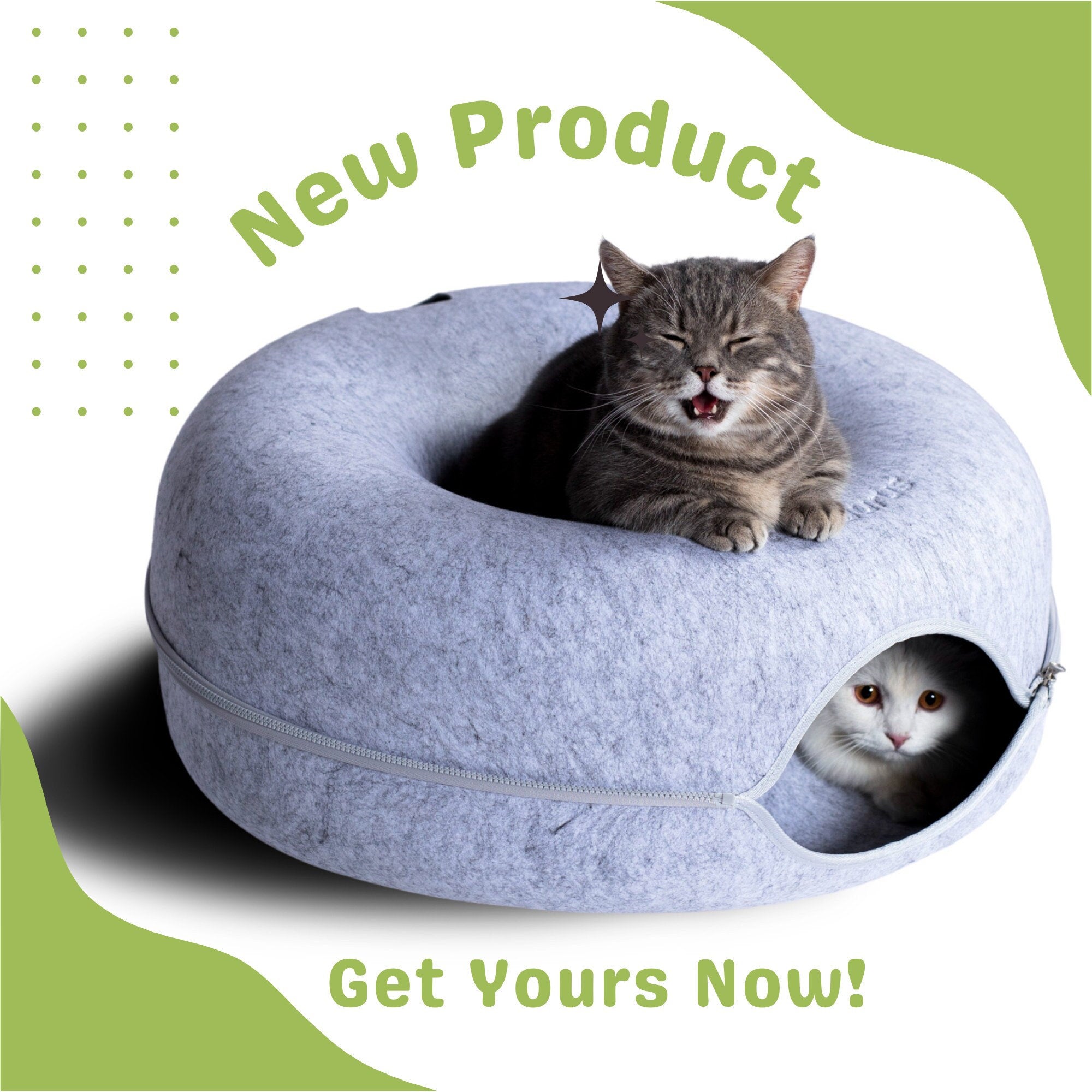 CATTASAURUS Peekaboo Cat Cave for Large Cats & Multiple Cats,Large Donut Cat Bed for Cats up to 30lbs