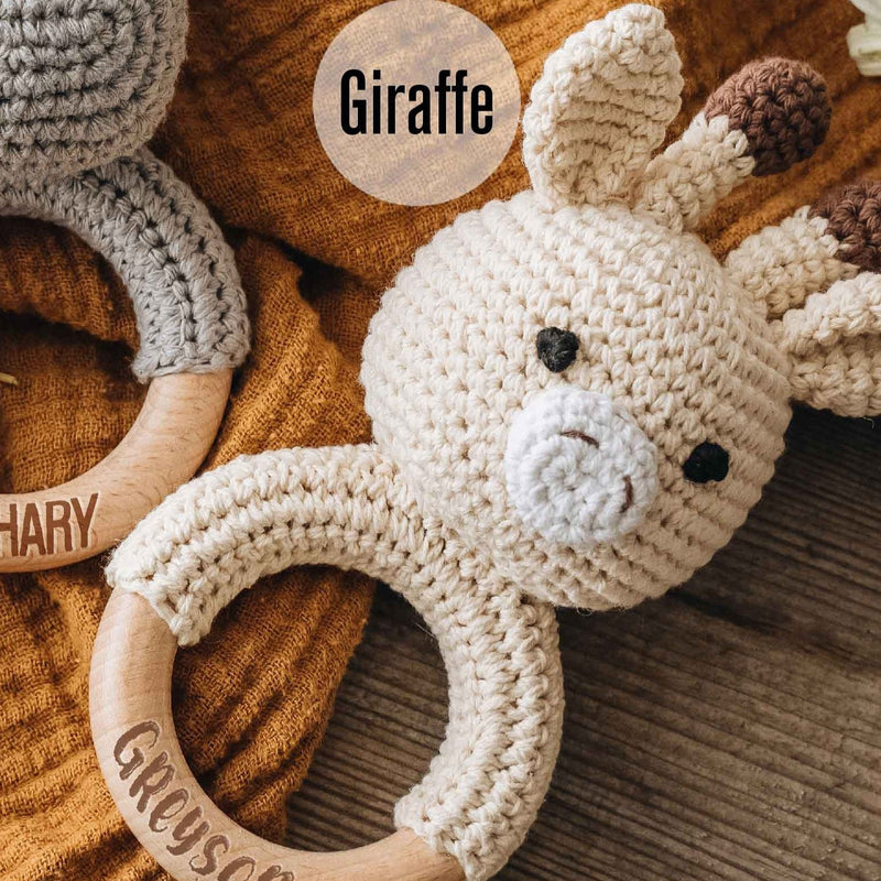 Personalized baby rattle, Baby Grasping Toy, Crochet Toy Rattle for Babies