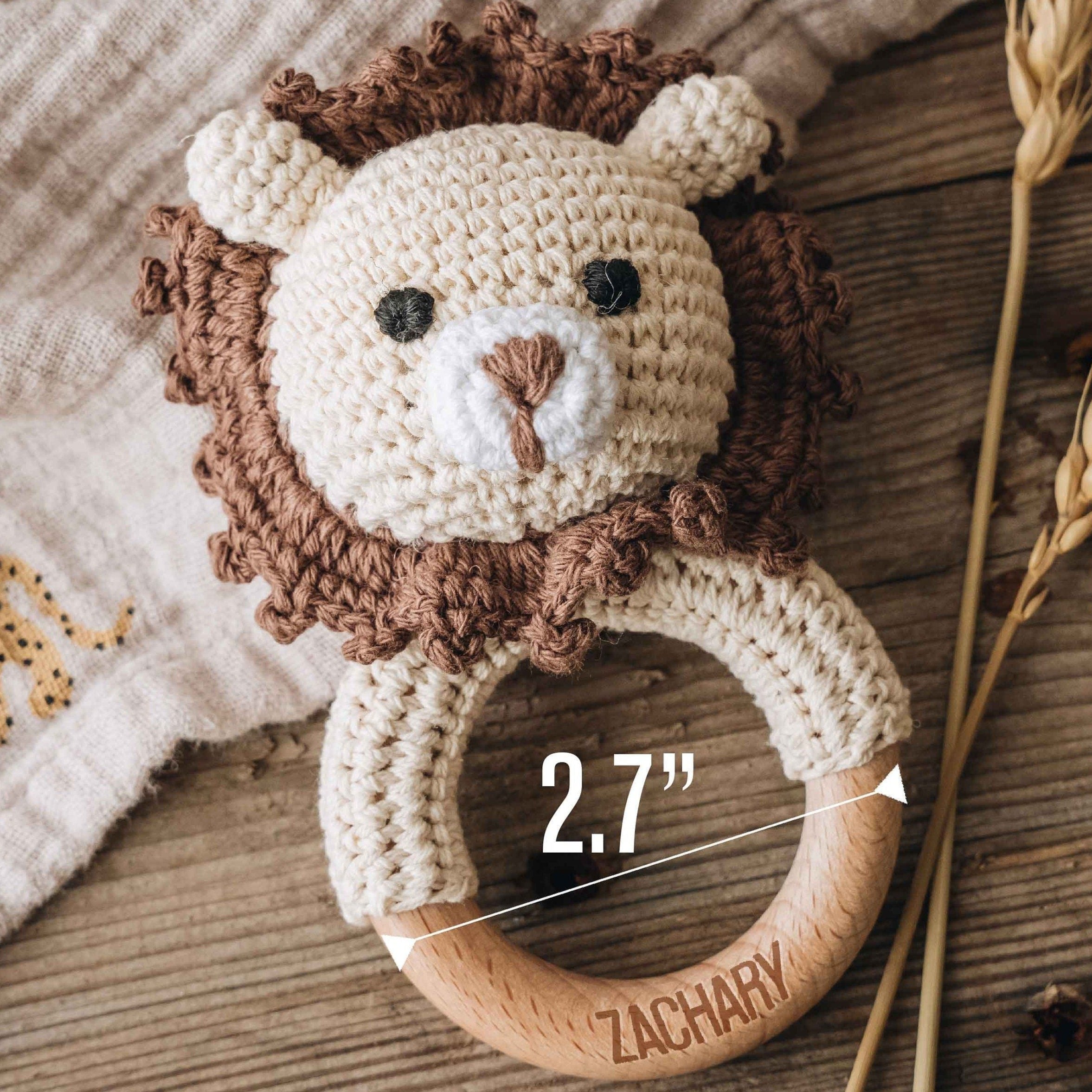 Engraved  Crochet Toy Rattle for Babies, Newborn Gifts