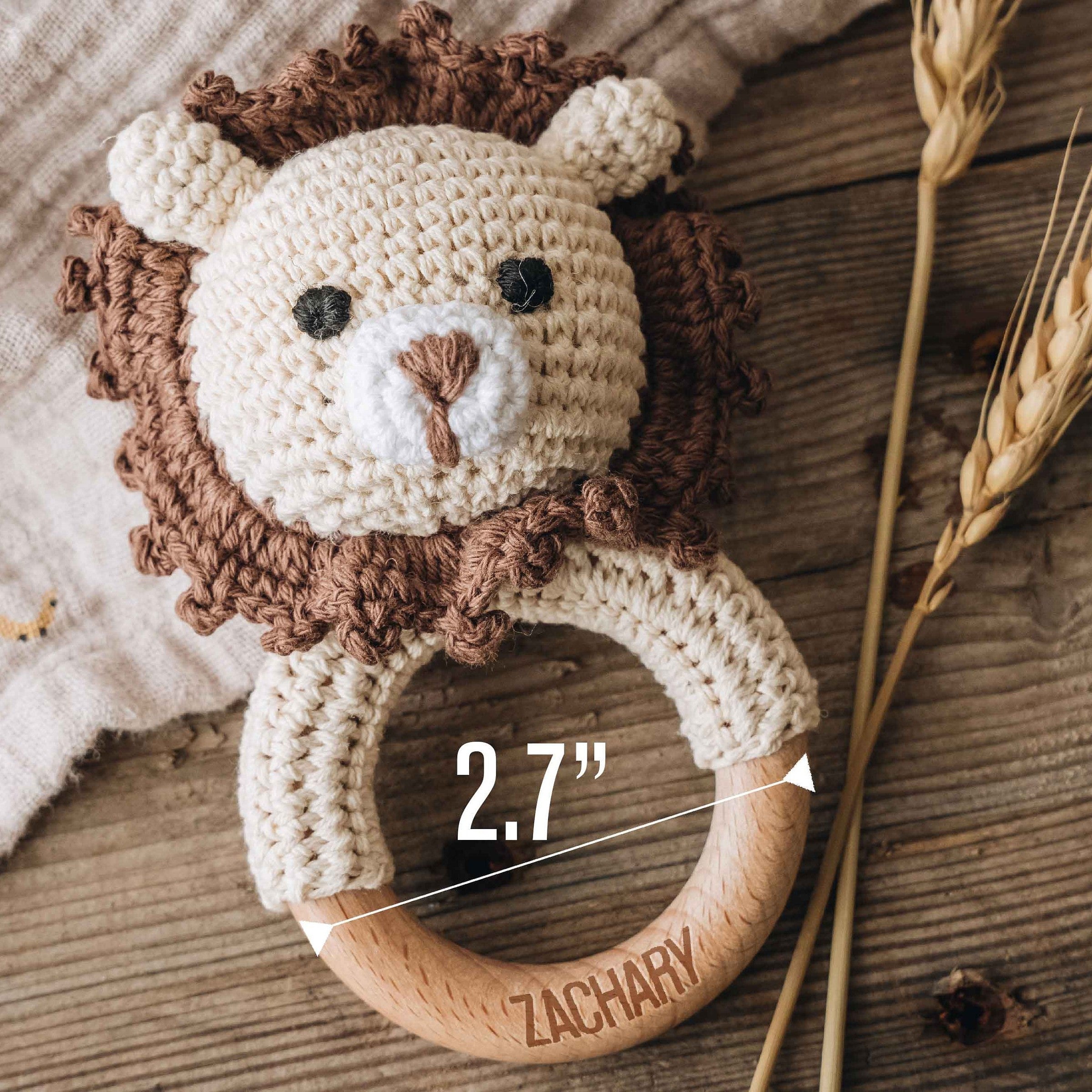 Personalized baby rattle, Baby Grasping Toy, Crochet Toy Rattle for Babies