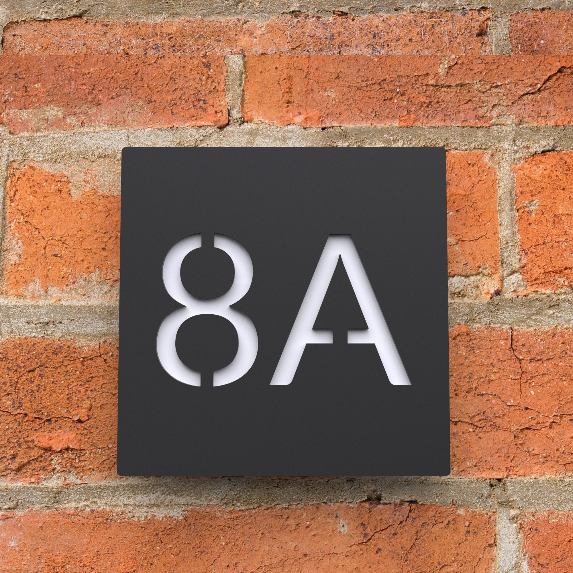 Modern floating house number sign