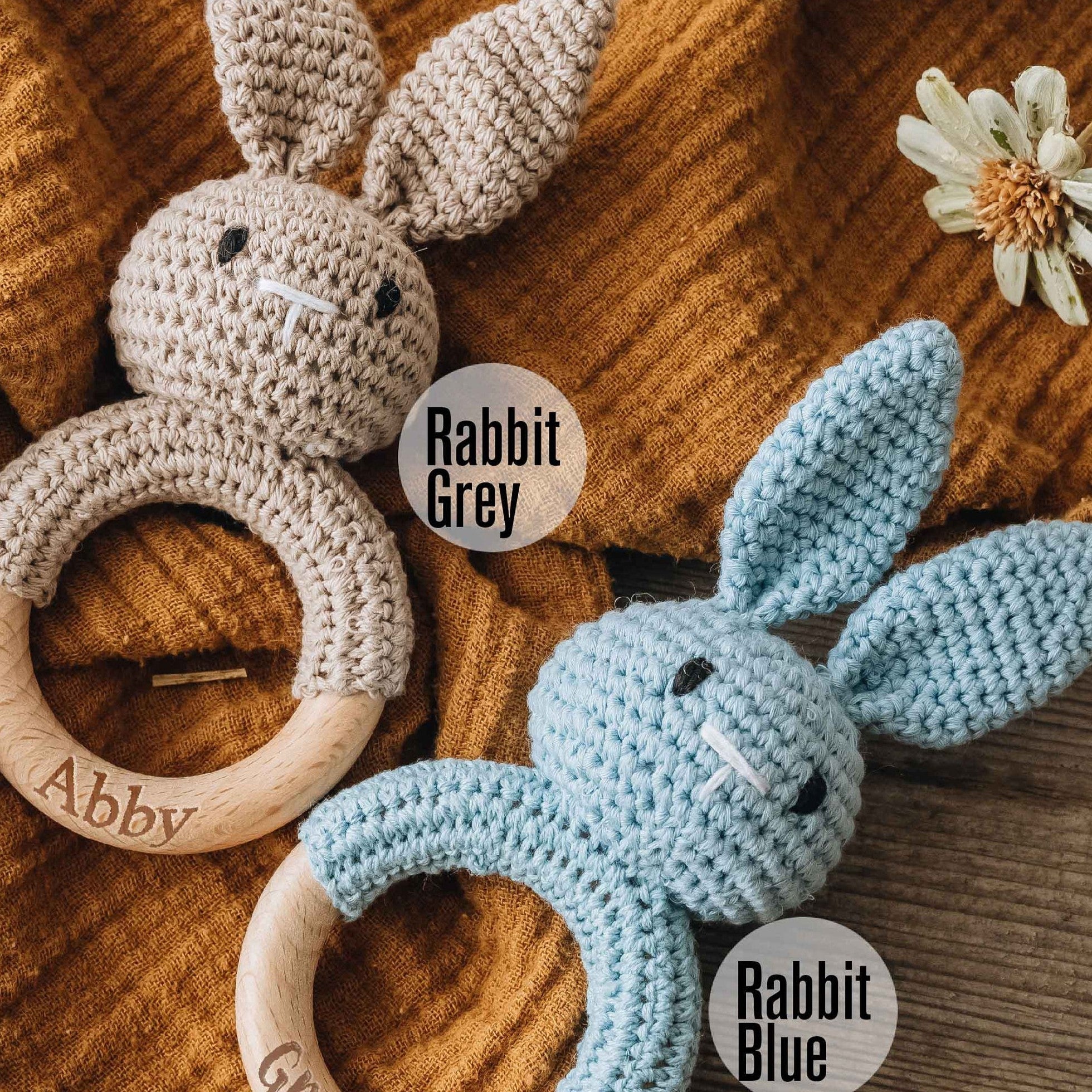 Personalized baby rattle, Baby Grasping Toy, Crochet Toy Rattle for Babies