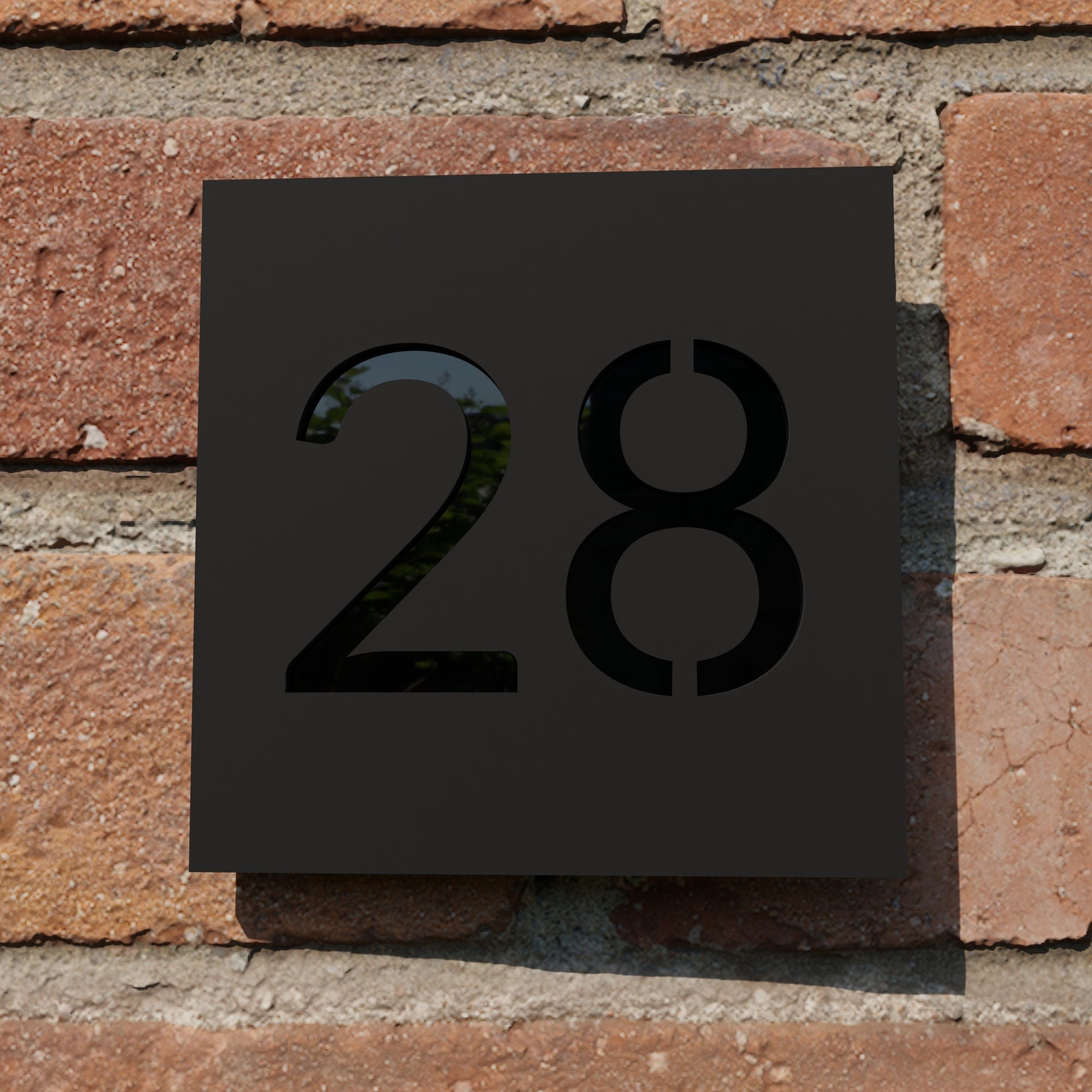 Modern floating house number sign