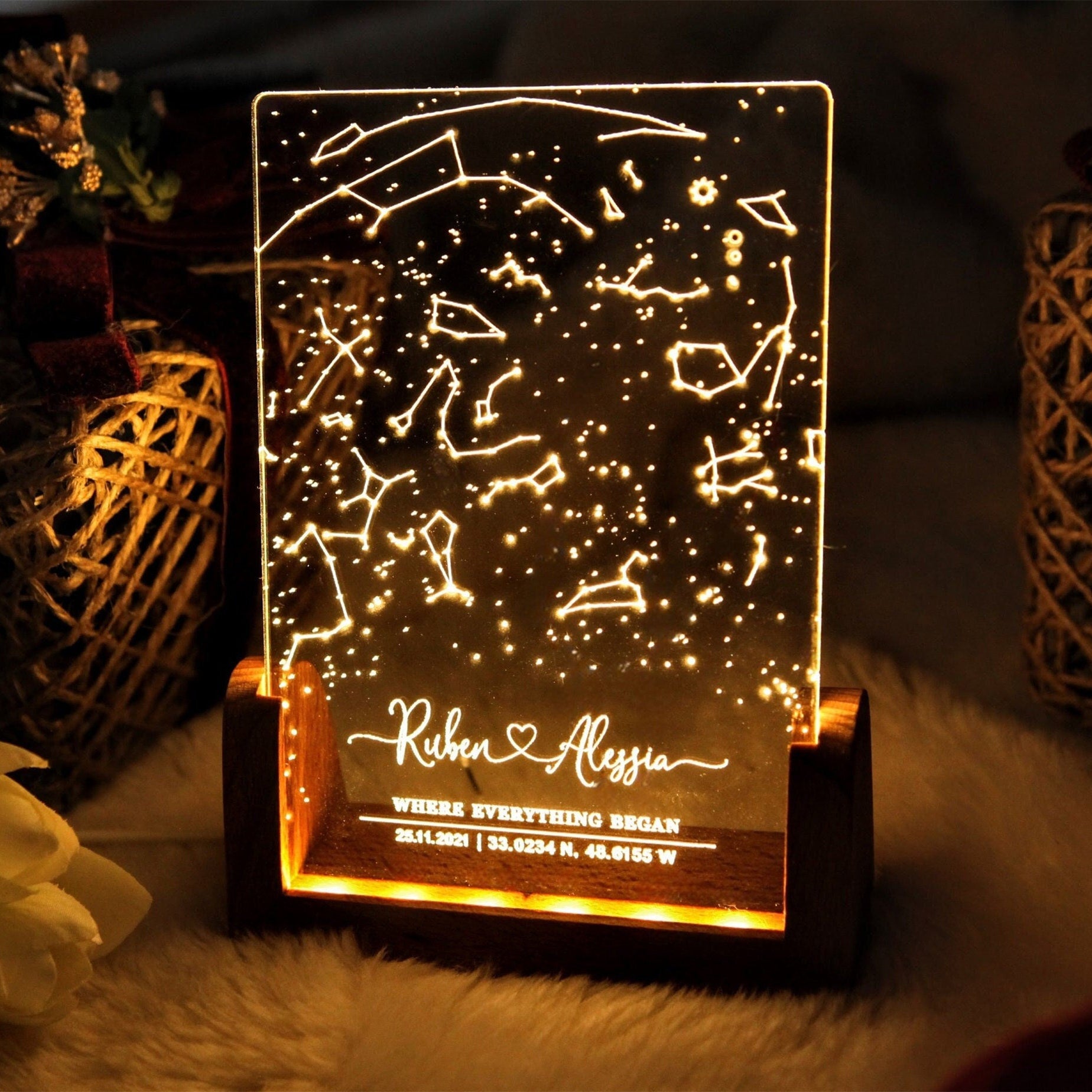 Personalized Constellation Chart Lamp ， Gift Star Map on Night Light