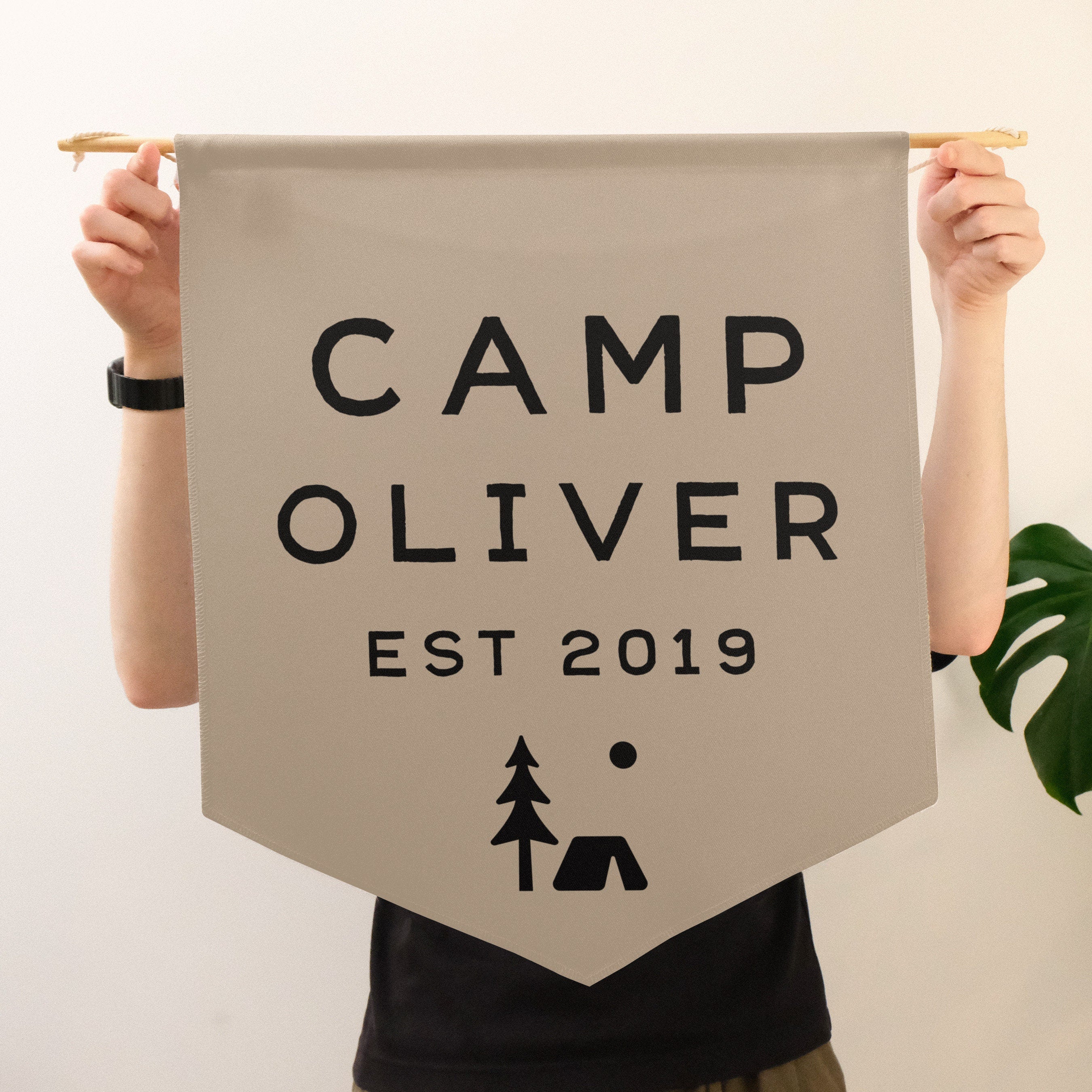 Custom Camp Banner, Camp Themed Party Decor, Personalized Name Baby or Kids Room Wall Flag